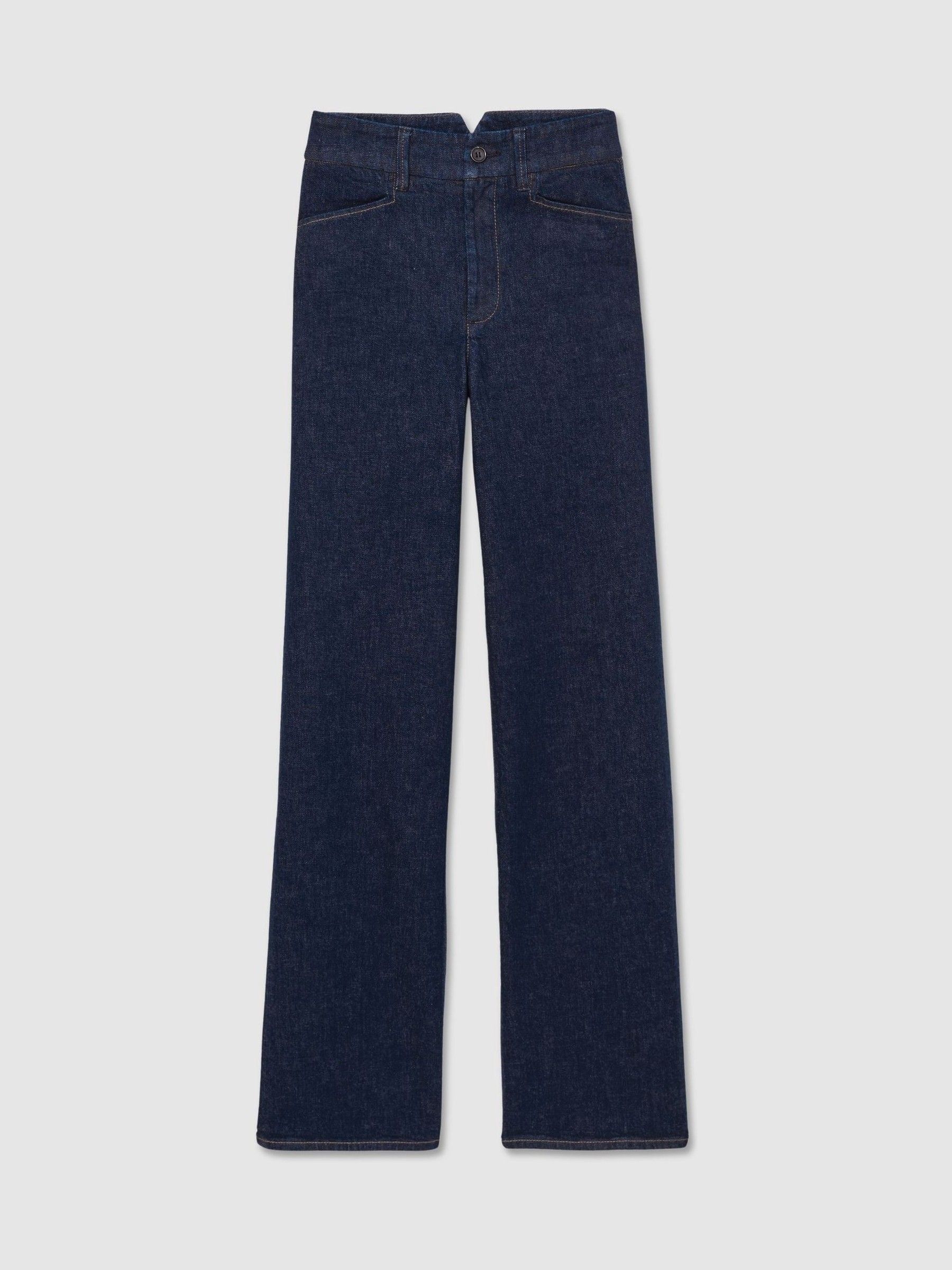 Paige High Rise Wide Leg Jeans in Edinburgh Dark Blue - Image 2 of 7