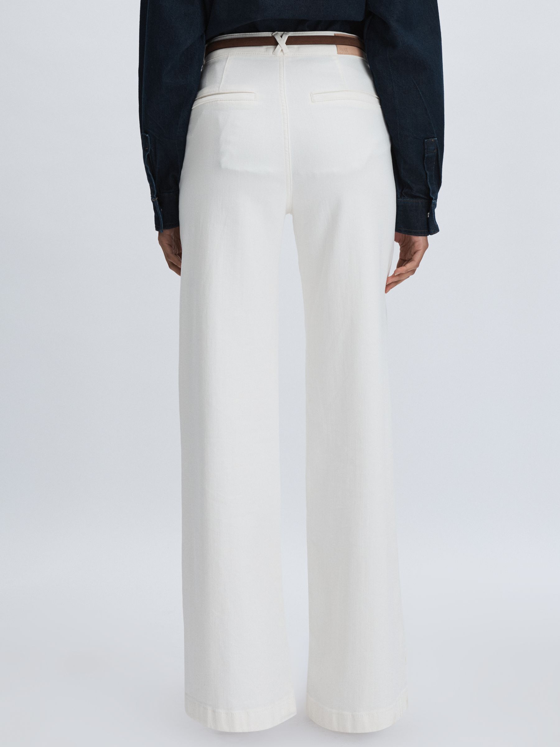 Paige Wide-Leg Patch Pocket Jeans in Ecru - Image 5 of 6
