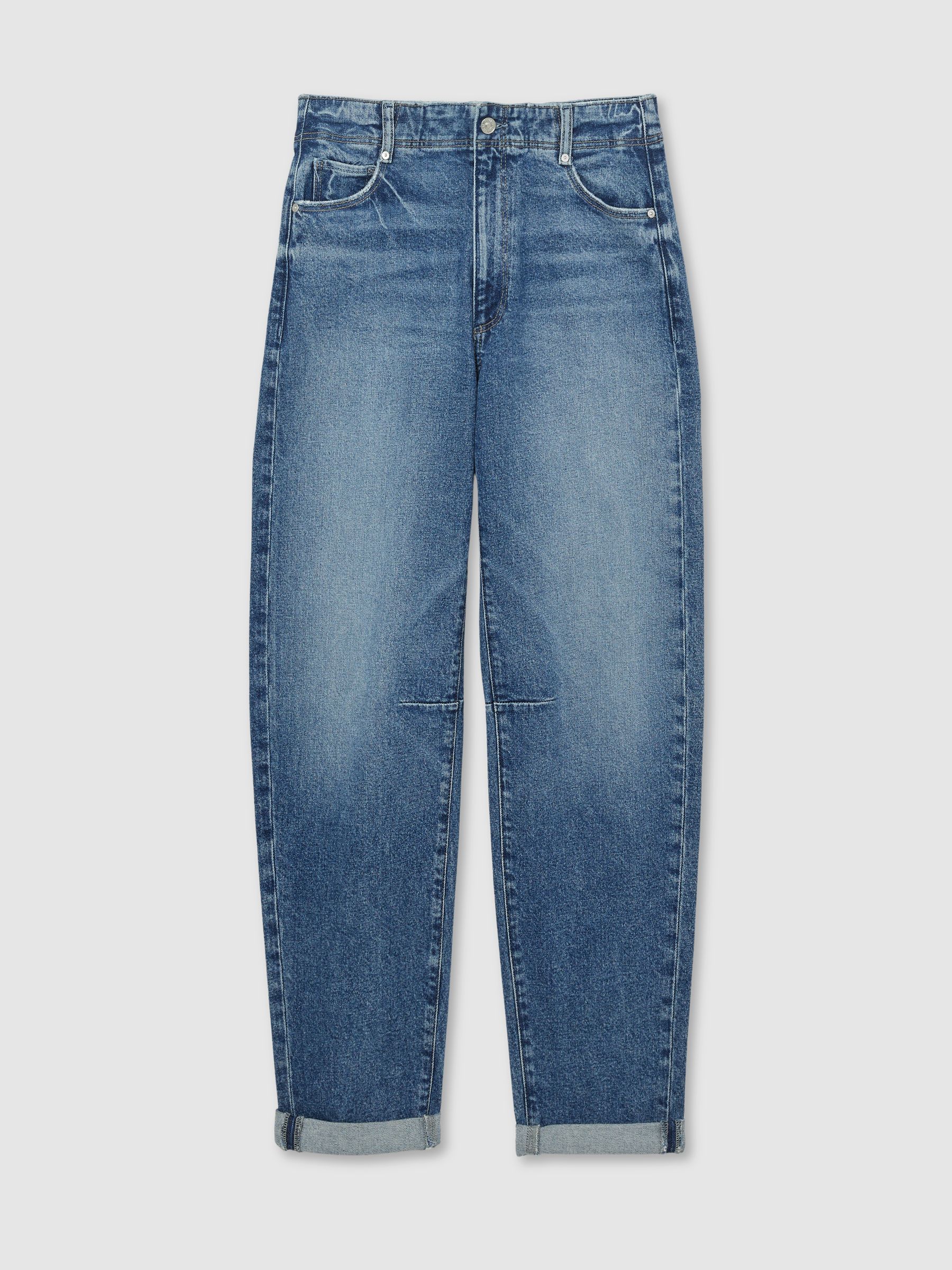 Paige Barrel Leg Turn-Up Rolled Cuff Jeans in Ryland Blue - Image 2 of 6