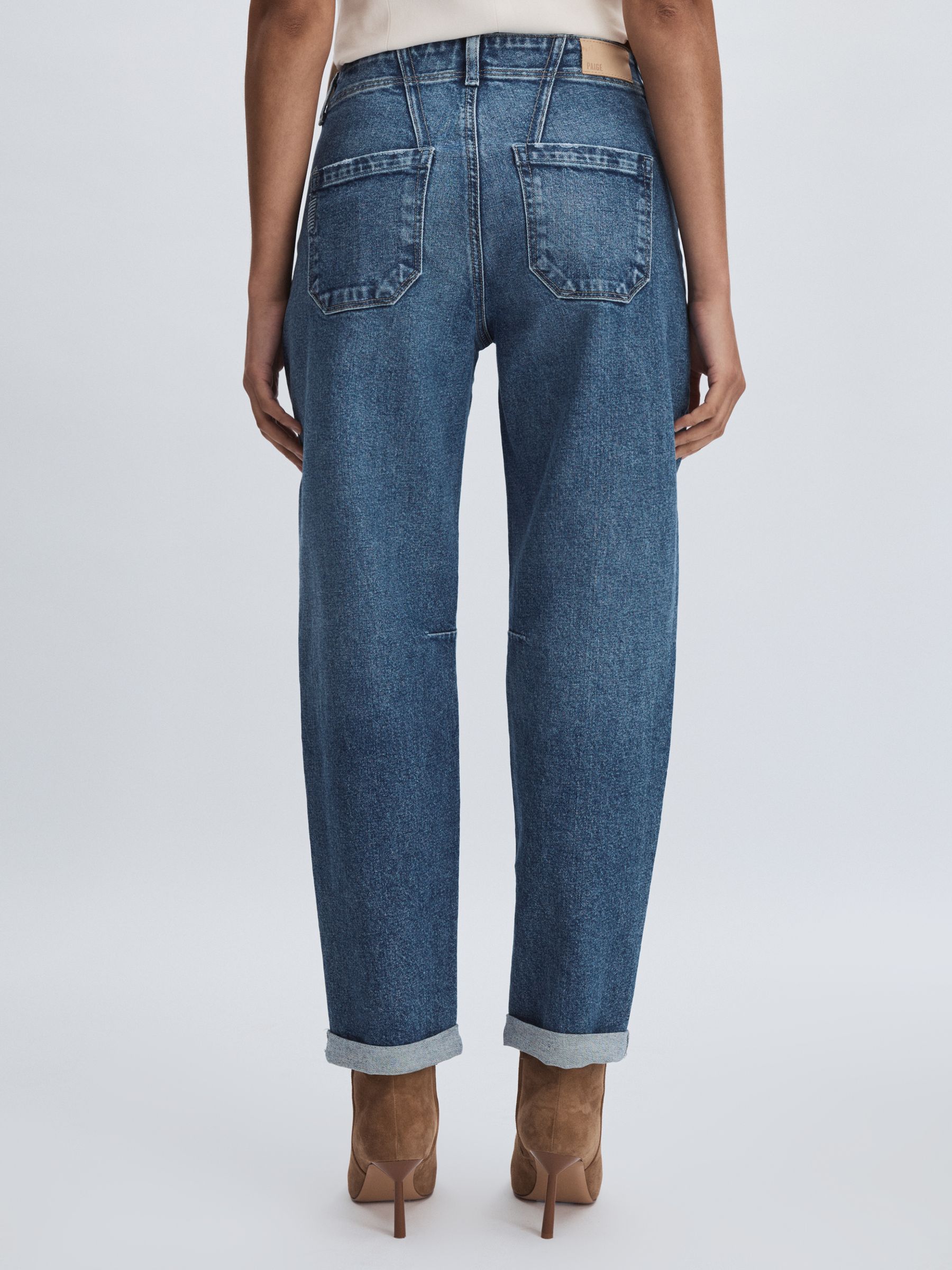Paige Barrel Leg Turn-Up Rolled Cuff Jeans in Ryland Blue - Image 5 of 6