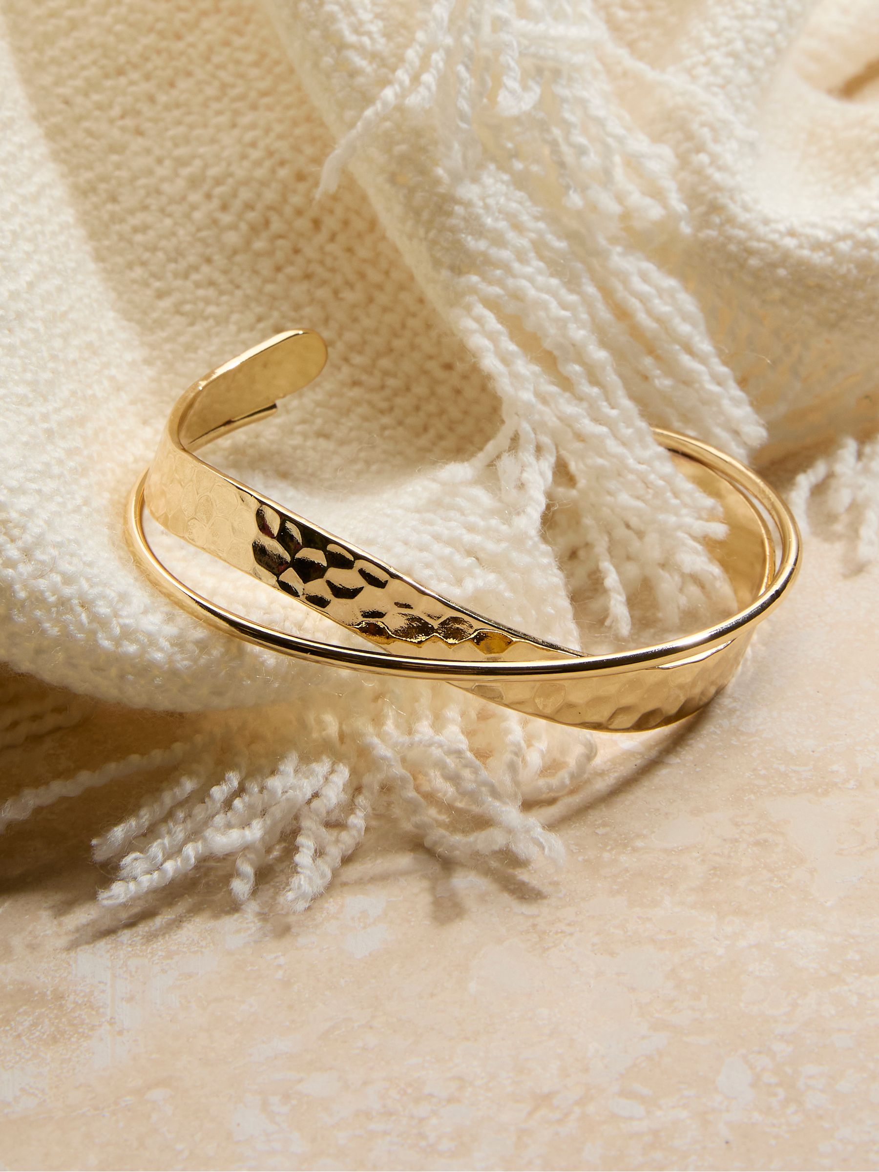 Gold Coloured Hammered Twist Detail Bangle - Image 1 of 2