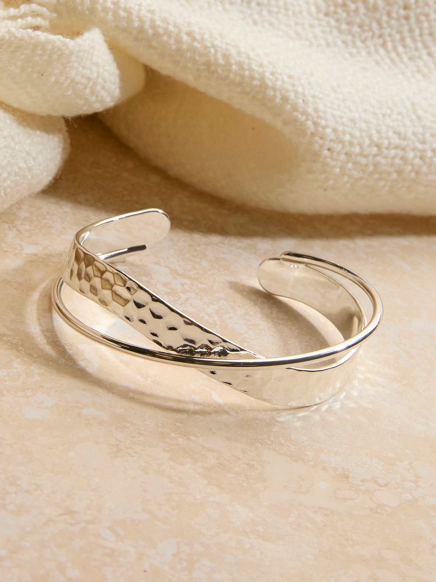 Silver Coloured Hammered Twist Detail Bangle - Image 1 of 2