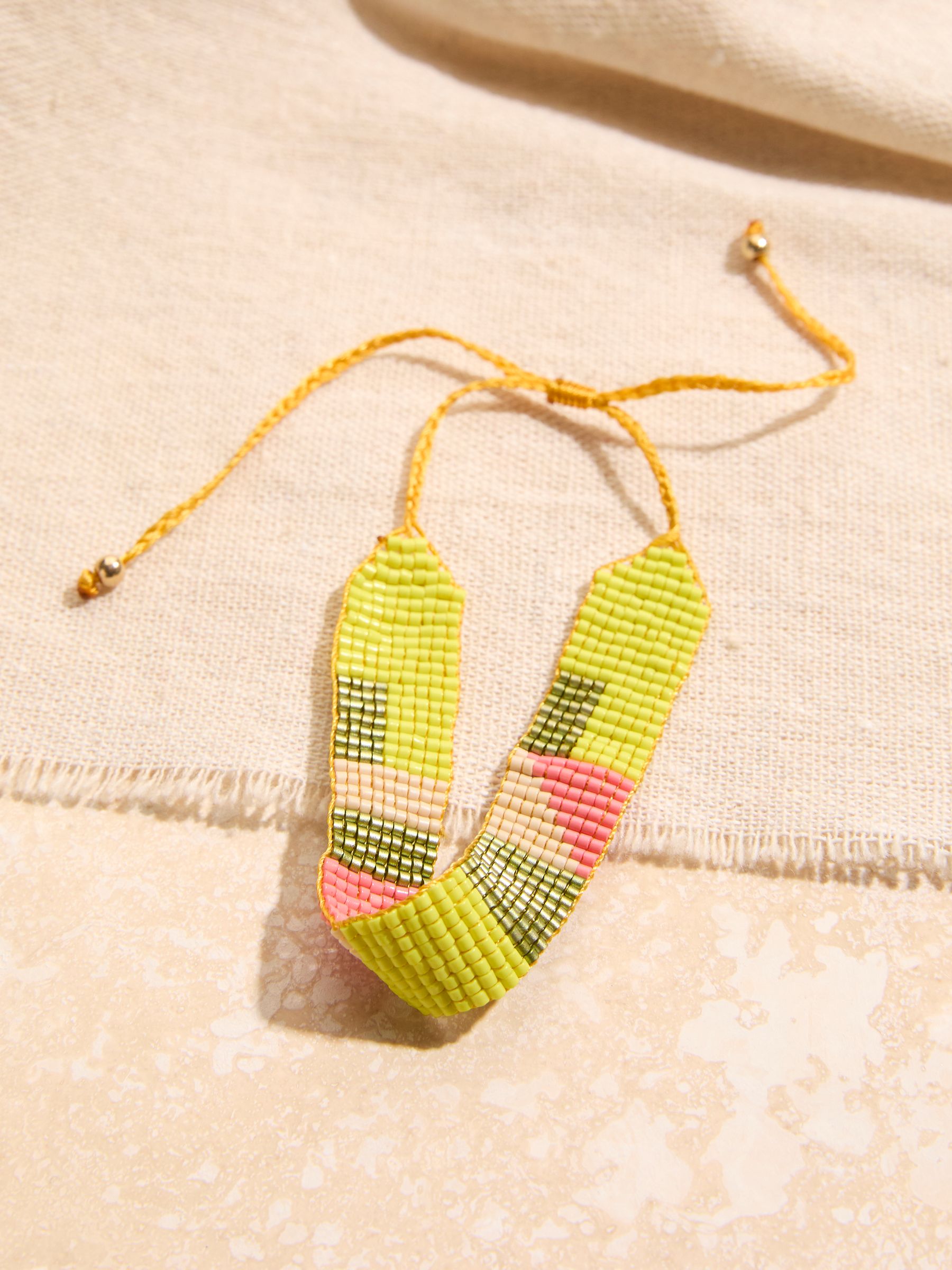 Yellow Adjustable Woven Bracelet - Image 2 of 2