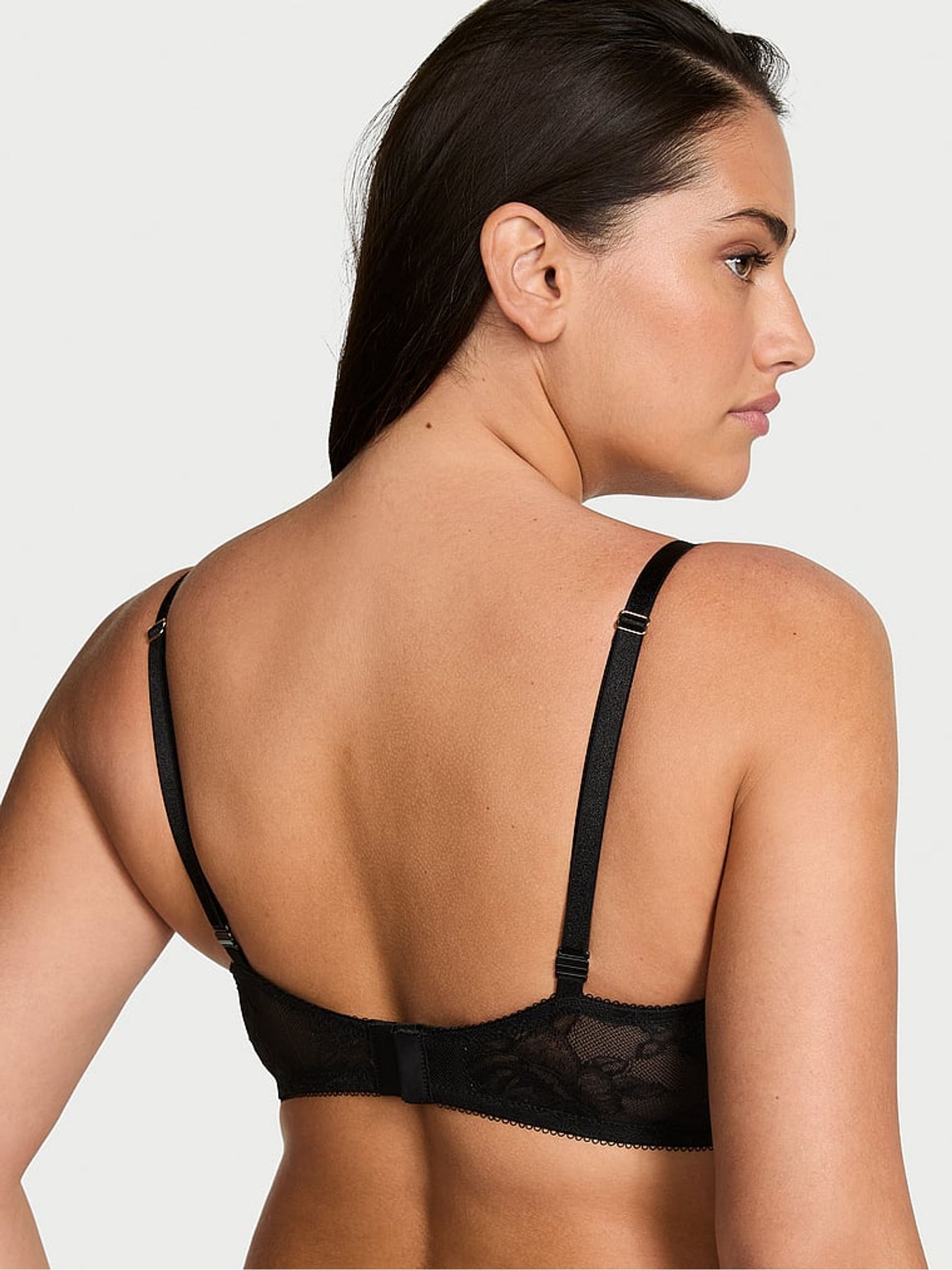 Black Add 2 Cups Push Up Bombshell Rose Lace Bra - Image 2 of 3
