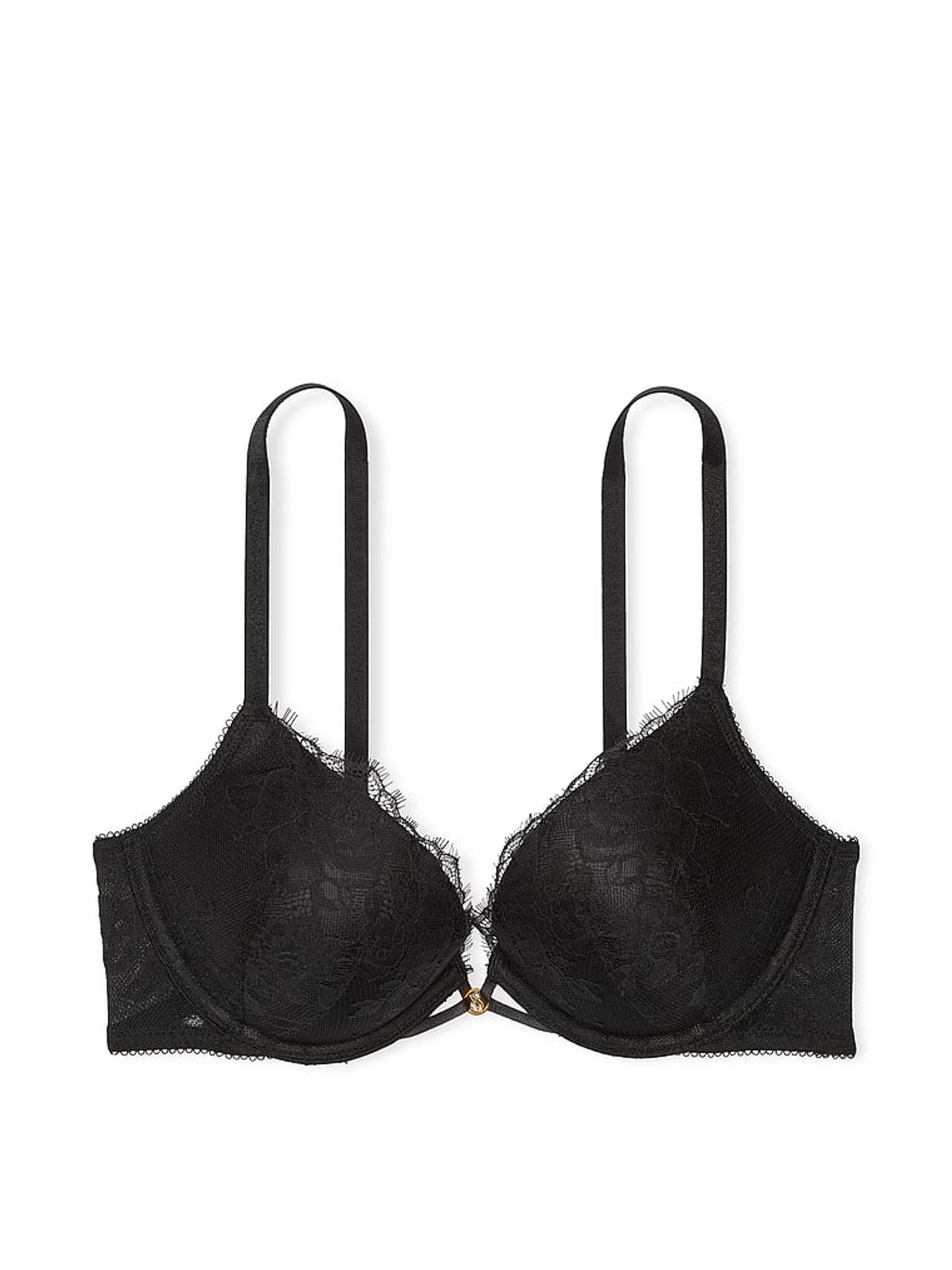 Black Add 2 Cups Push Up Bombshell Rose Lace Bra - Image 3 of 3