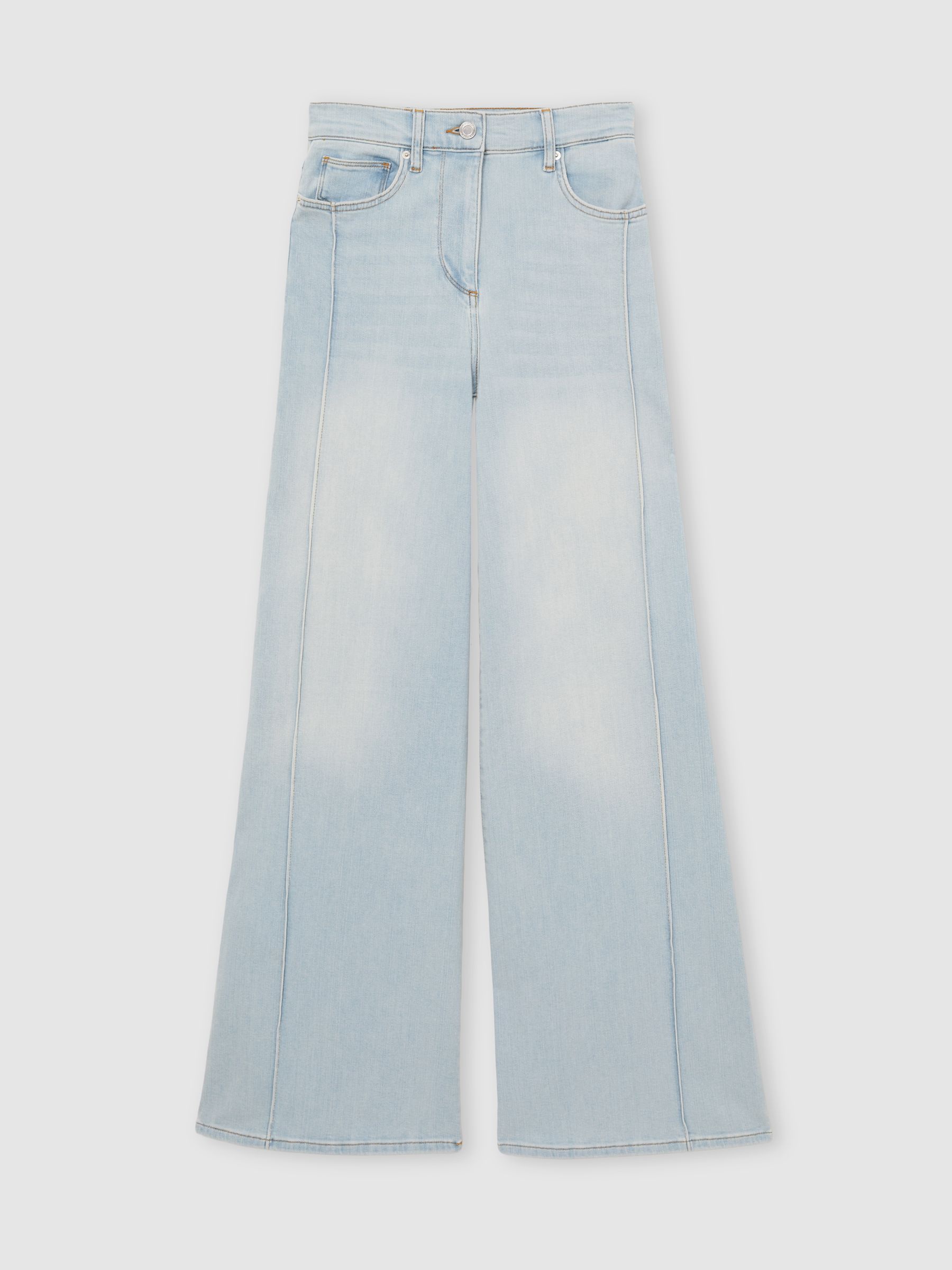 Petite Stretch-Cotton Wide-Leg Jeans in Light Blue - Image 2 of 7