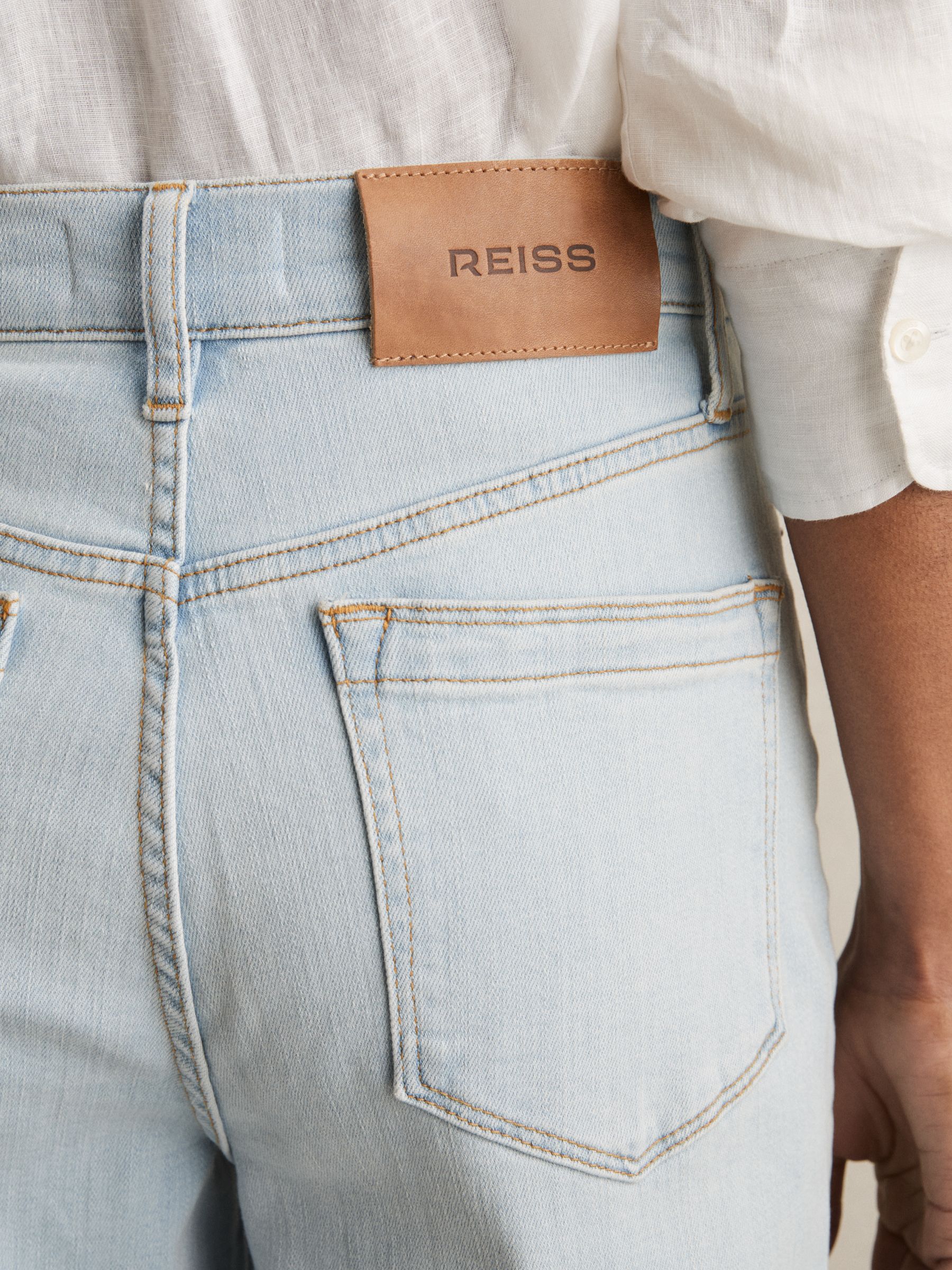 Petite Stretch-Cotton Wide-Leg Jeans in Light Blue - image 4