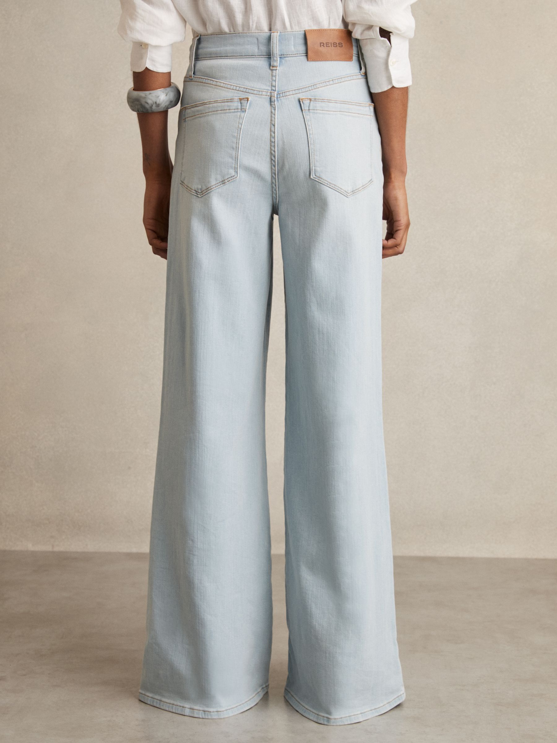 Petite Stretch-Cotton Wide-Leg Jeans in Light Blue - Image 5 of 7