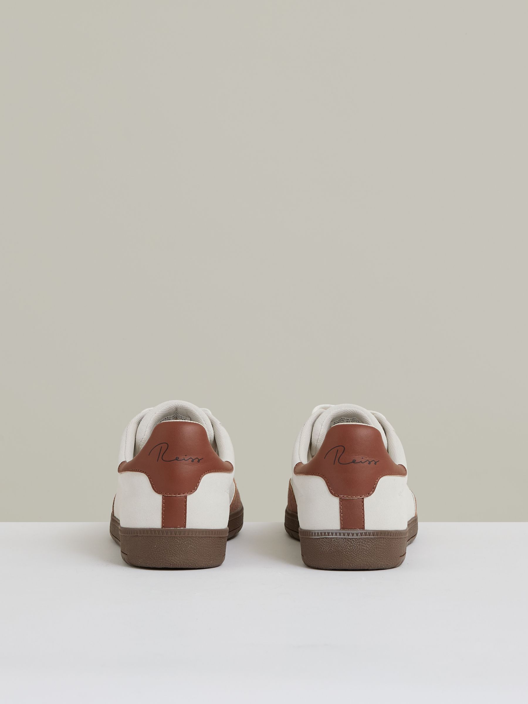 Suede Low-Top Trainers in Off White/Brown - Image 3 of 5