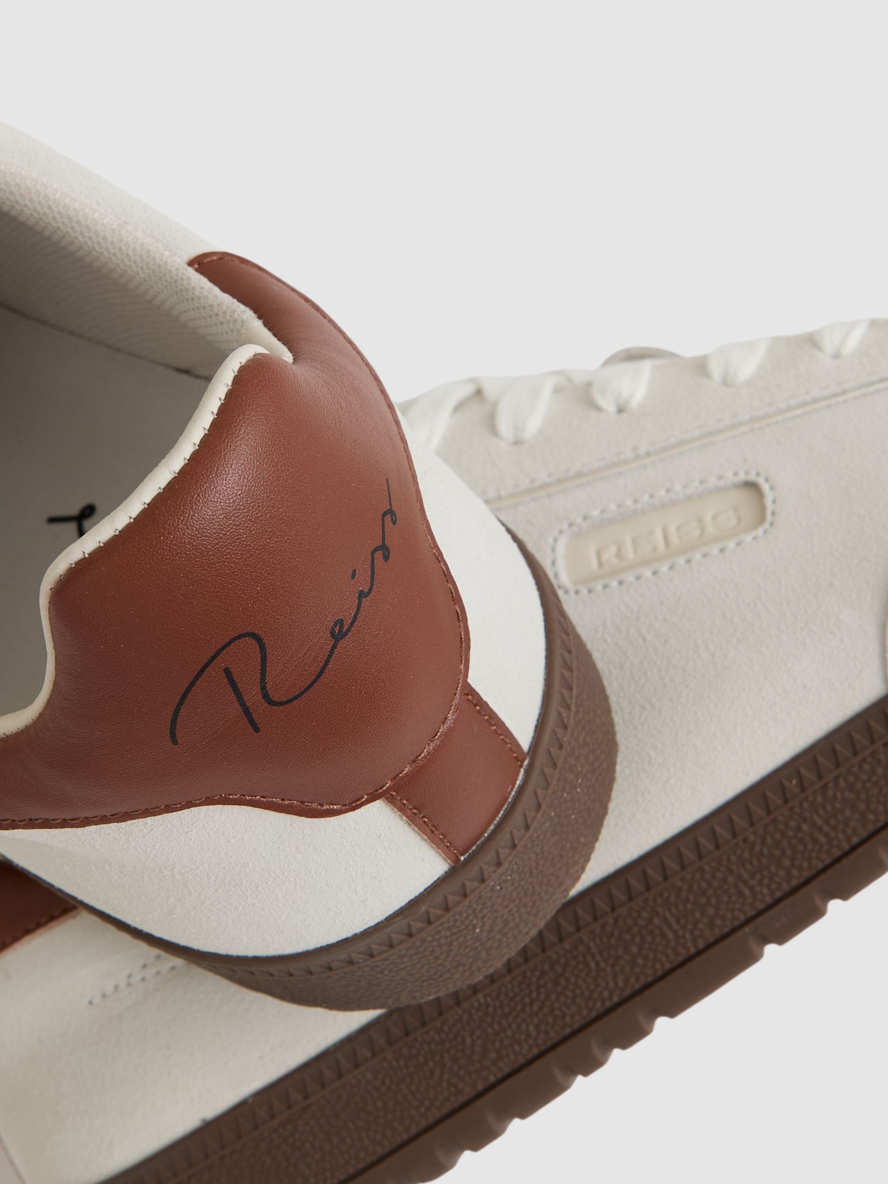 Suede Low-Top Trainers in Off White/Brown - Image 5 of 5