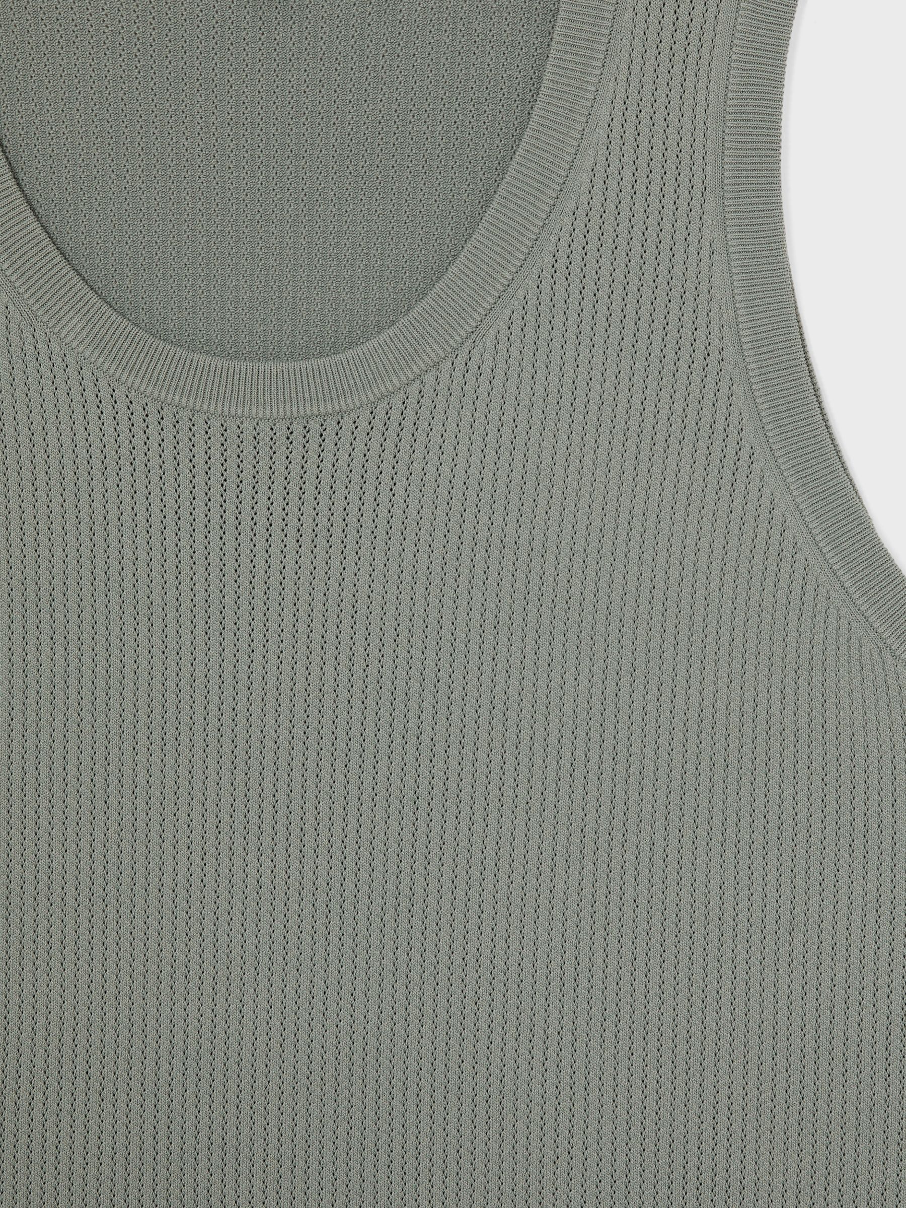 Textured Crew Neck Ribbed Vest in Sage Green - Image 6 of 6