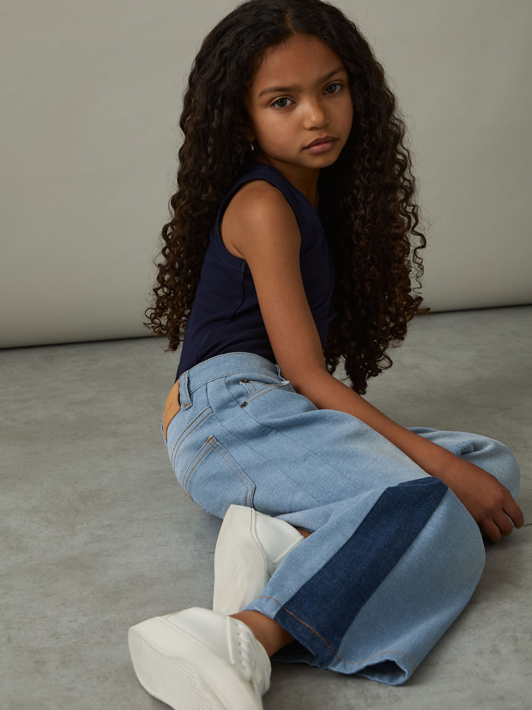 9-13 yrs Patchwork Denim Jeans Two-Tone in Blue - Image 1 of 4