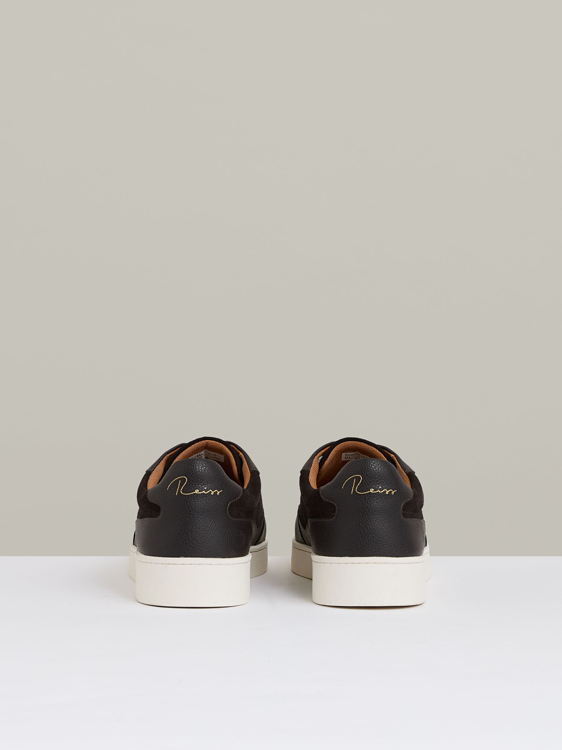 Leather Elasticated-Lace Trainers in Espresso Brown - Image 5 of 5