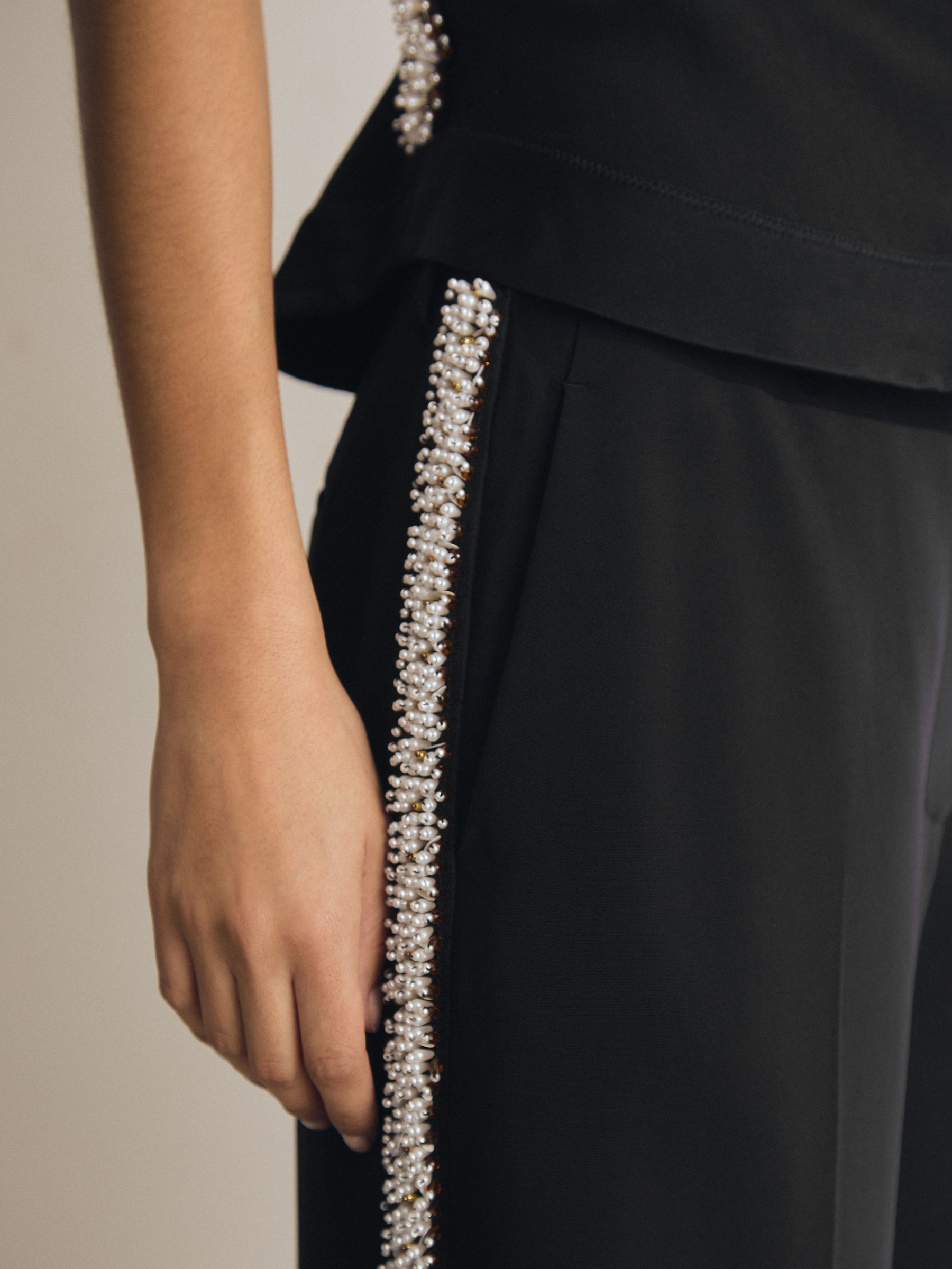 Atelier Embellished Wide-Leg Trousers in Black - image 4