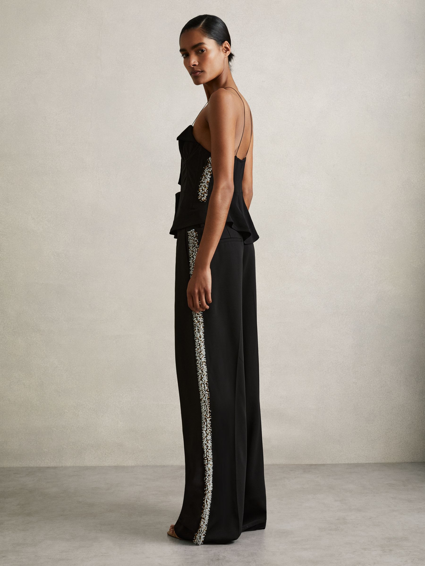Atelier Embellished Wide-Leg Trousers in Black - image 5