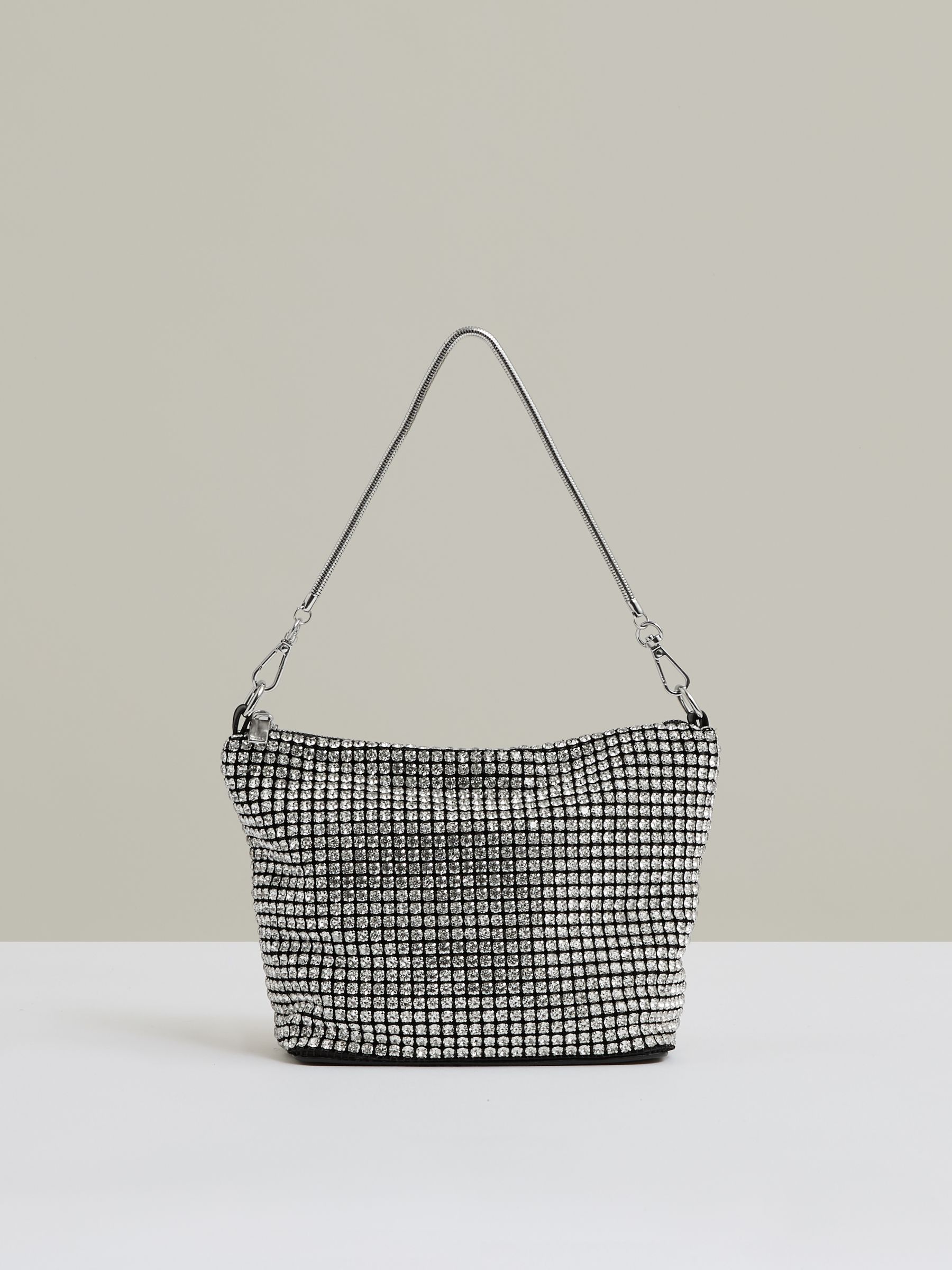 Crystal Bracelet Pouch Bag in Silver - Image 1 of 5