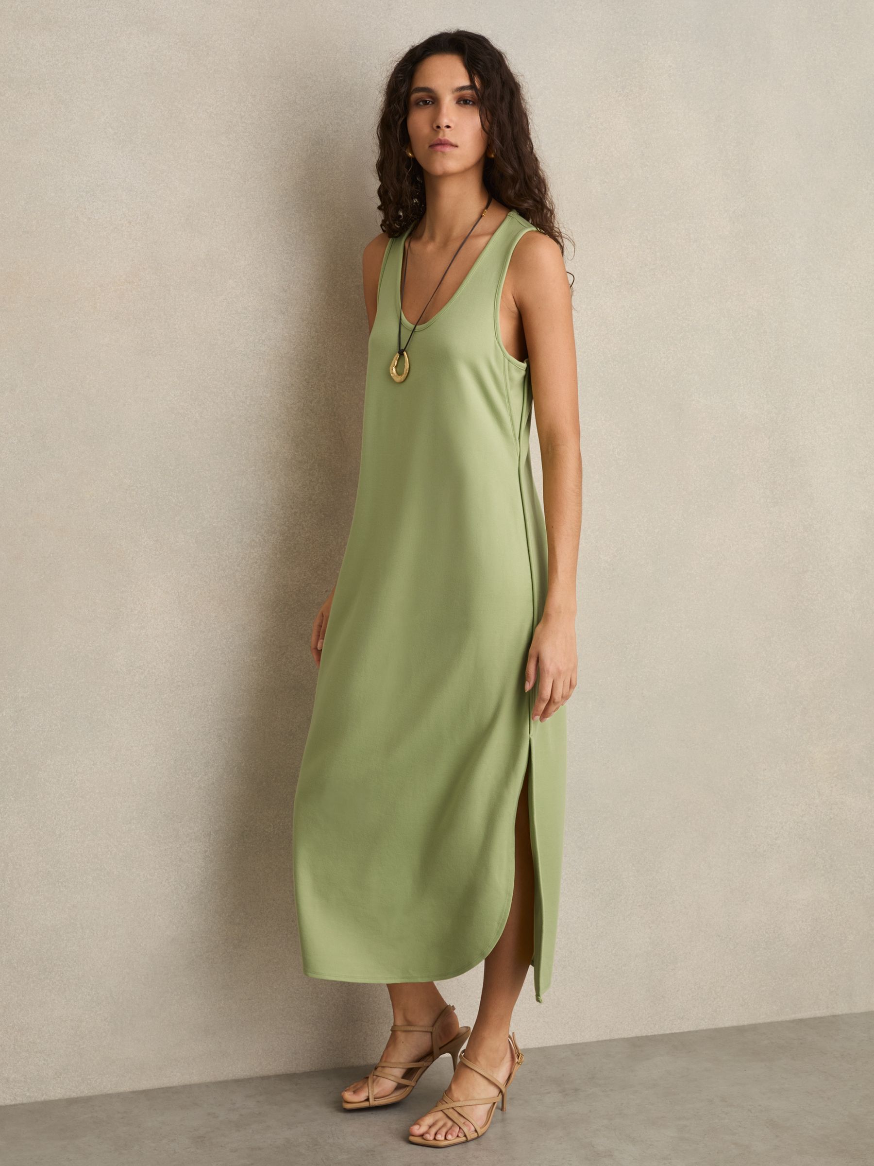 Jersey Knit Maxi Dress in Green - Image 1 of 5