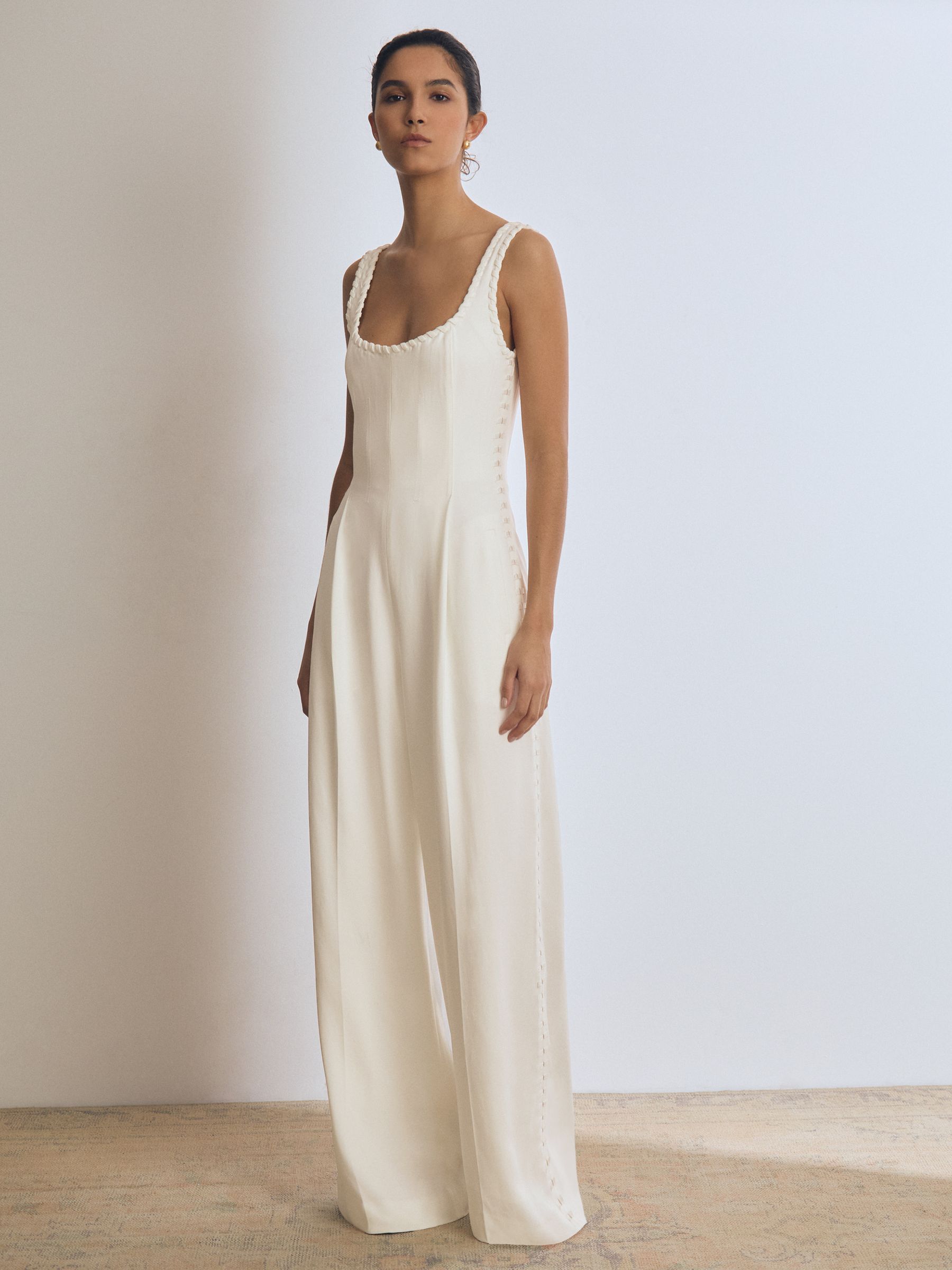 Atelier Whipstitch Wide-Leg Jumpsuit in White - Image 3 of 8