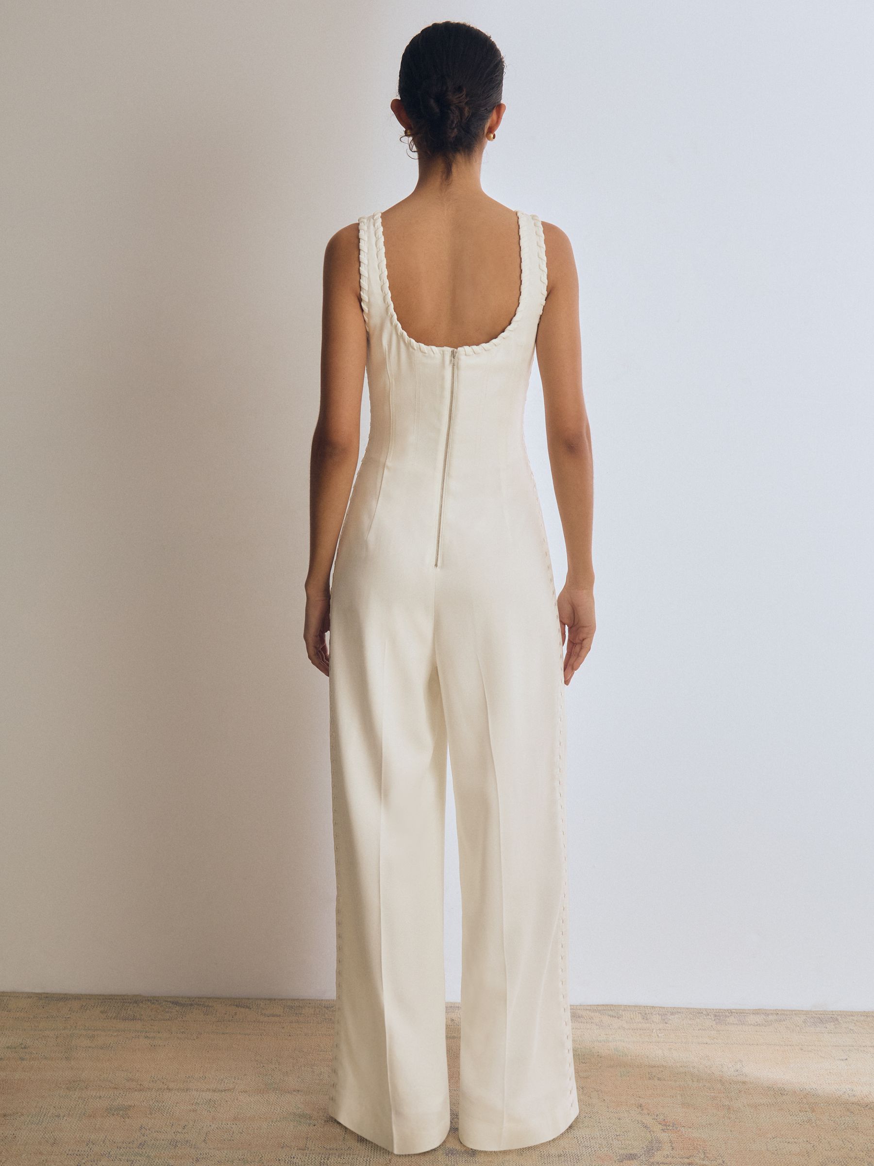 Atelier Whipstitch Wide-Leg Jumpsuit in White - Image 5 of 8