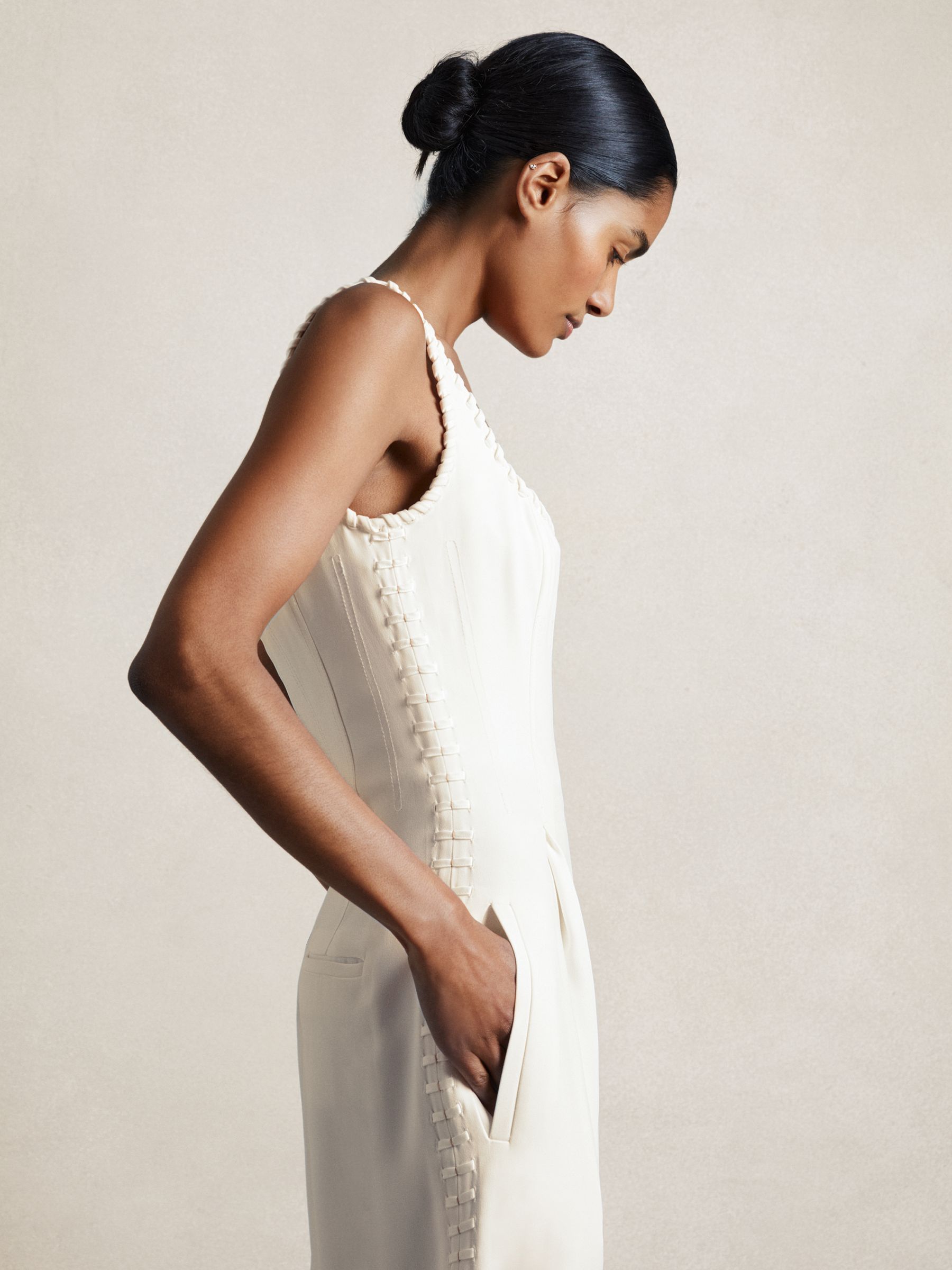 Atelier Whipstitch Wide-Leg Jumpsuit in White - Image 7 of 8