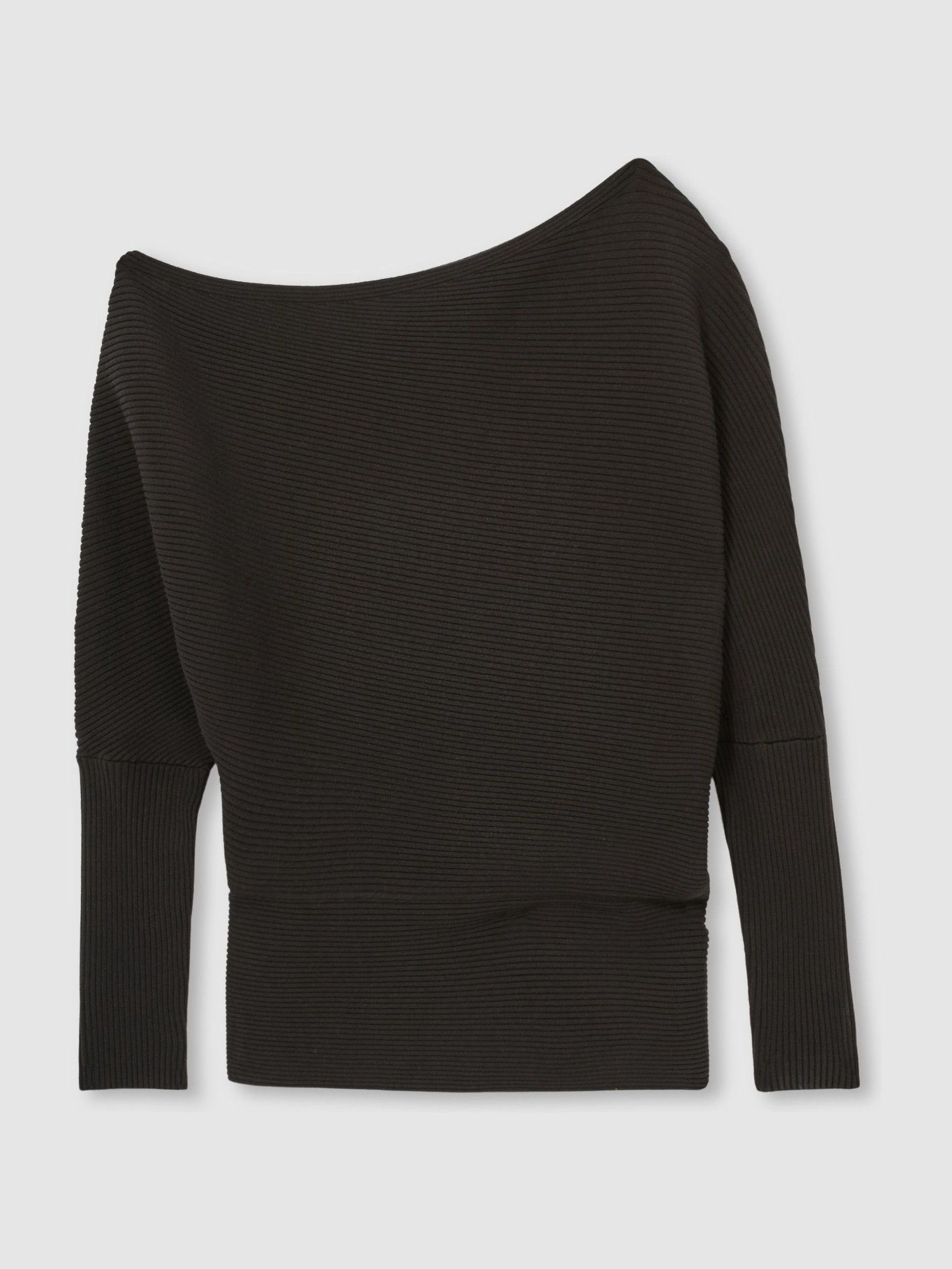Asymmetric Drape Knitted Top in Chocolate Brown - Image 2 of 5