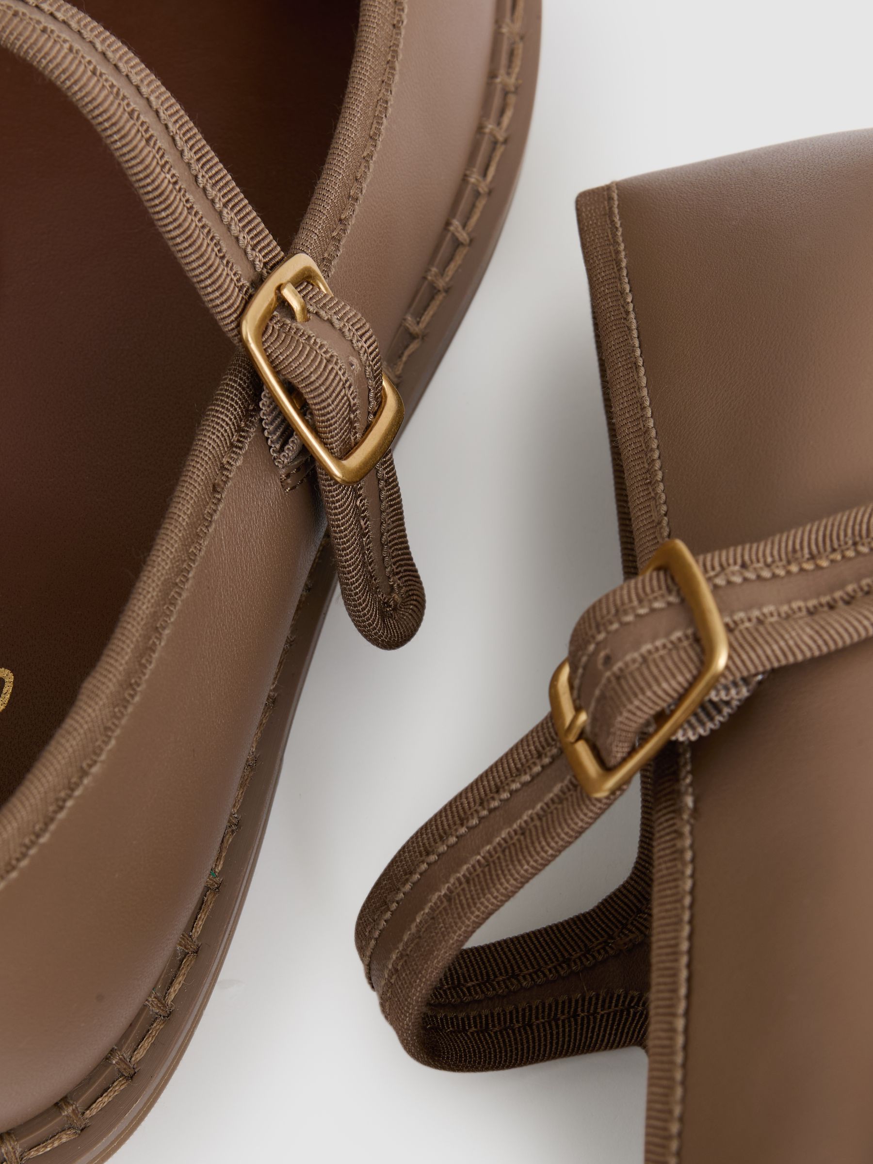 Leather Mary-Jane Shoes in Taupe - Image 5 of 6