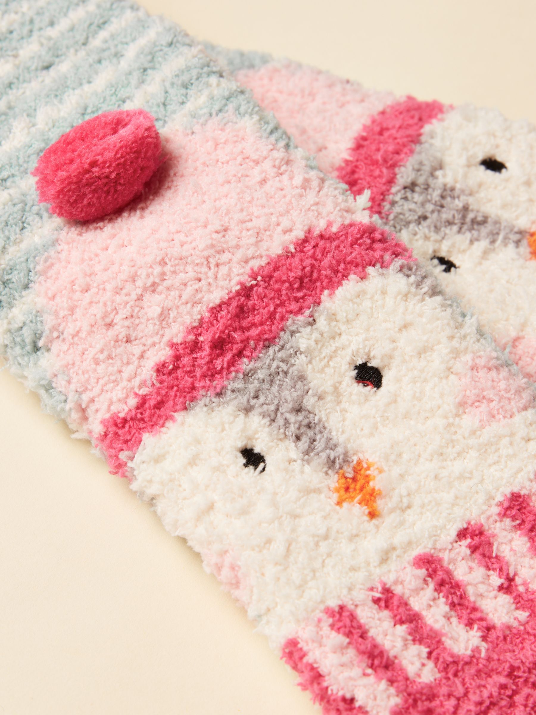 Kids' Fluffy Penguin Pink/Blue Character Socks - Image 2 of 3