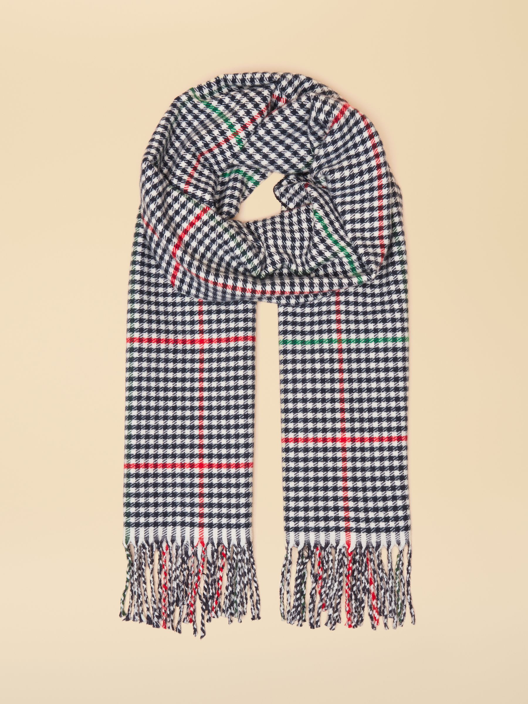 Langtree Check Cream & Navy Scarf - Image 1 of 7