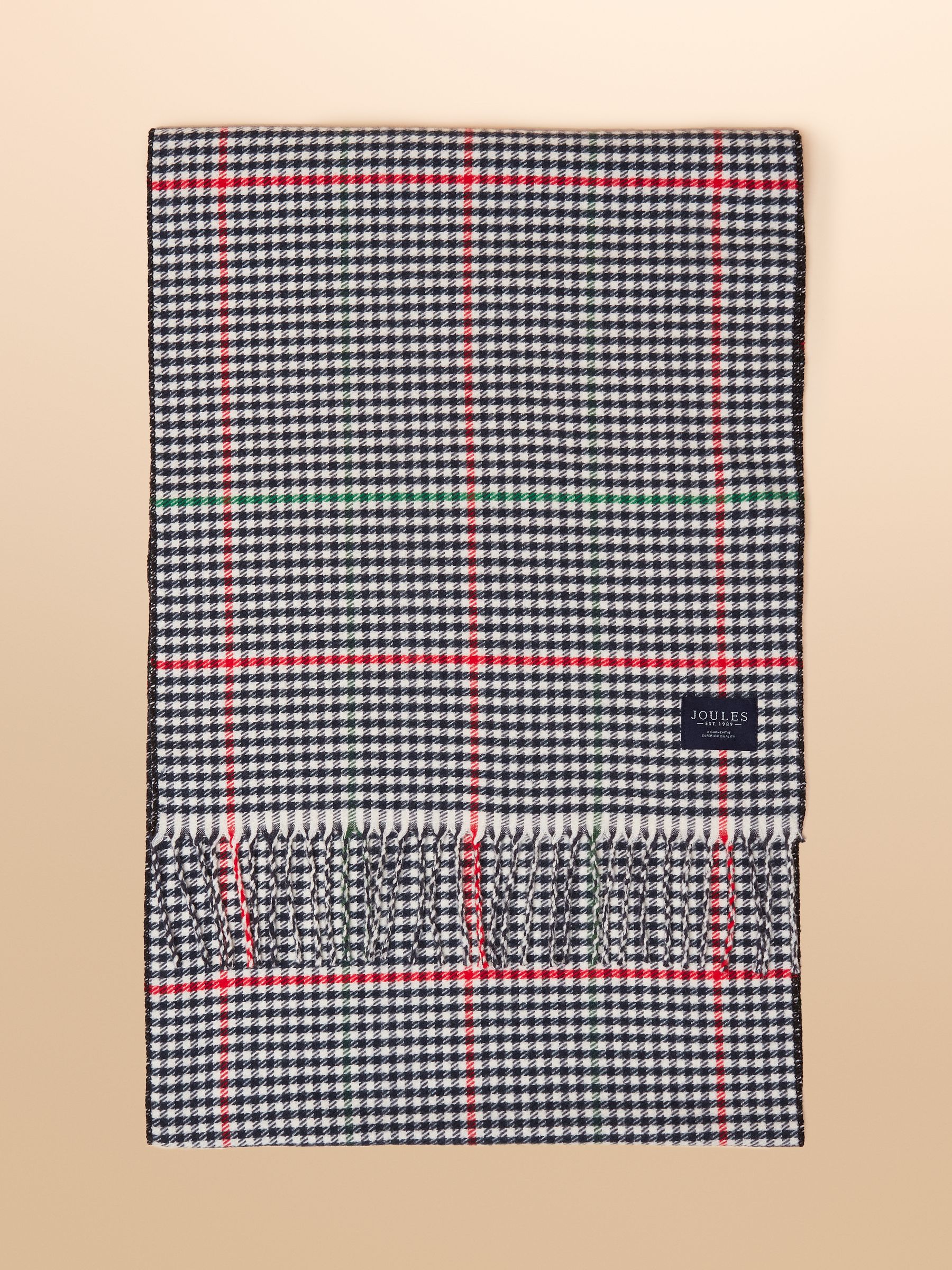 Langtree Check Cream & Navy Scarf - Image 6 of 7