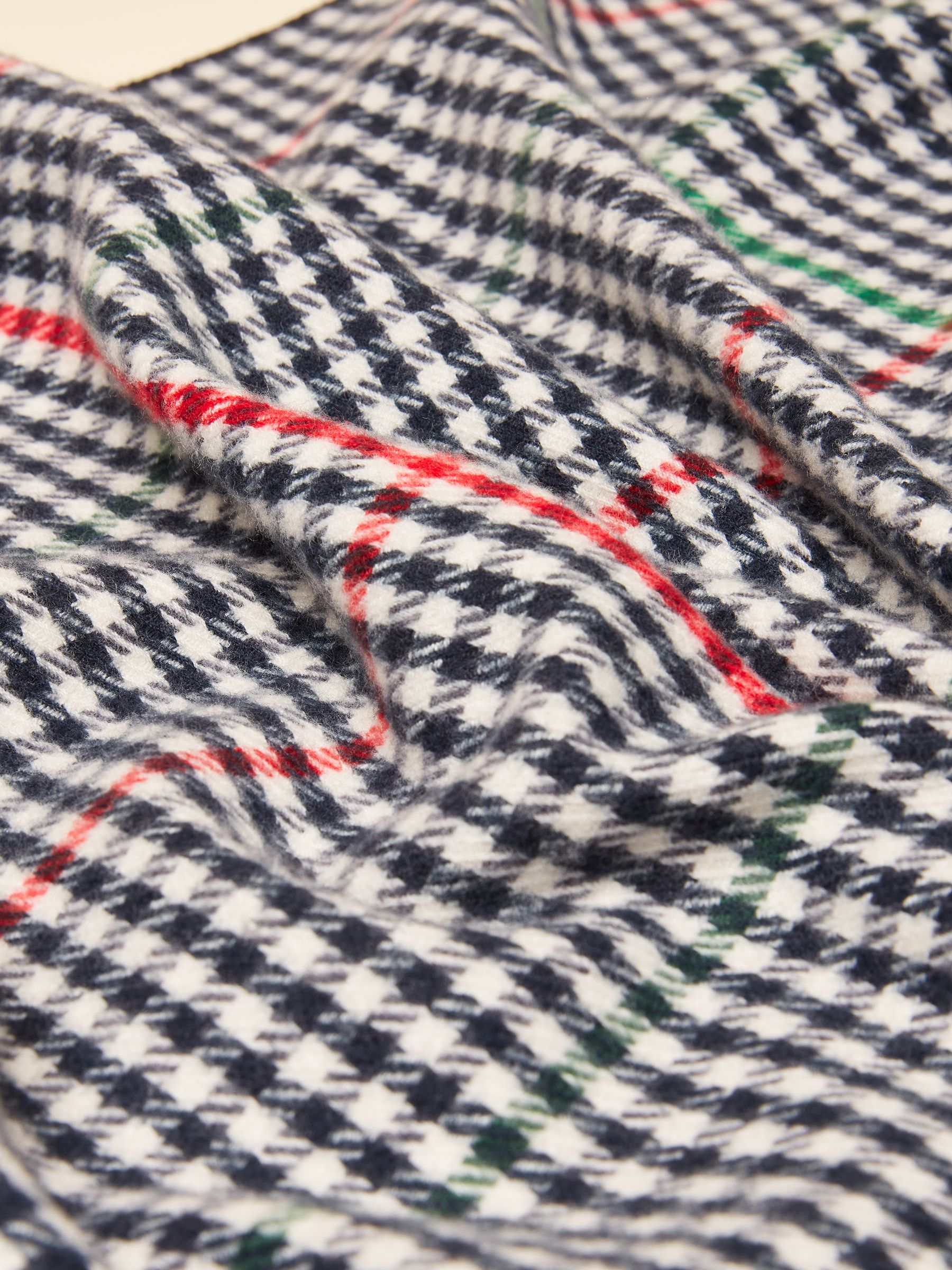 Langtree Check Cream & Navy Scarf - Image 7 of 7