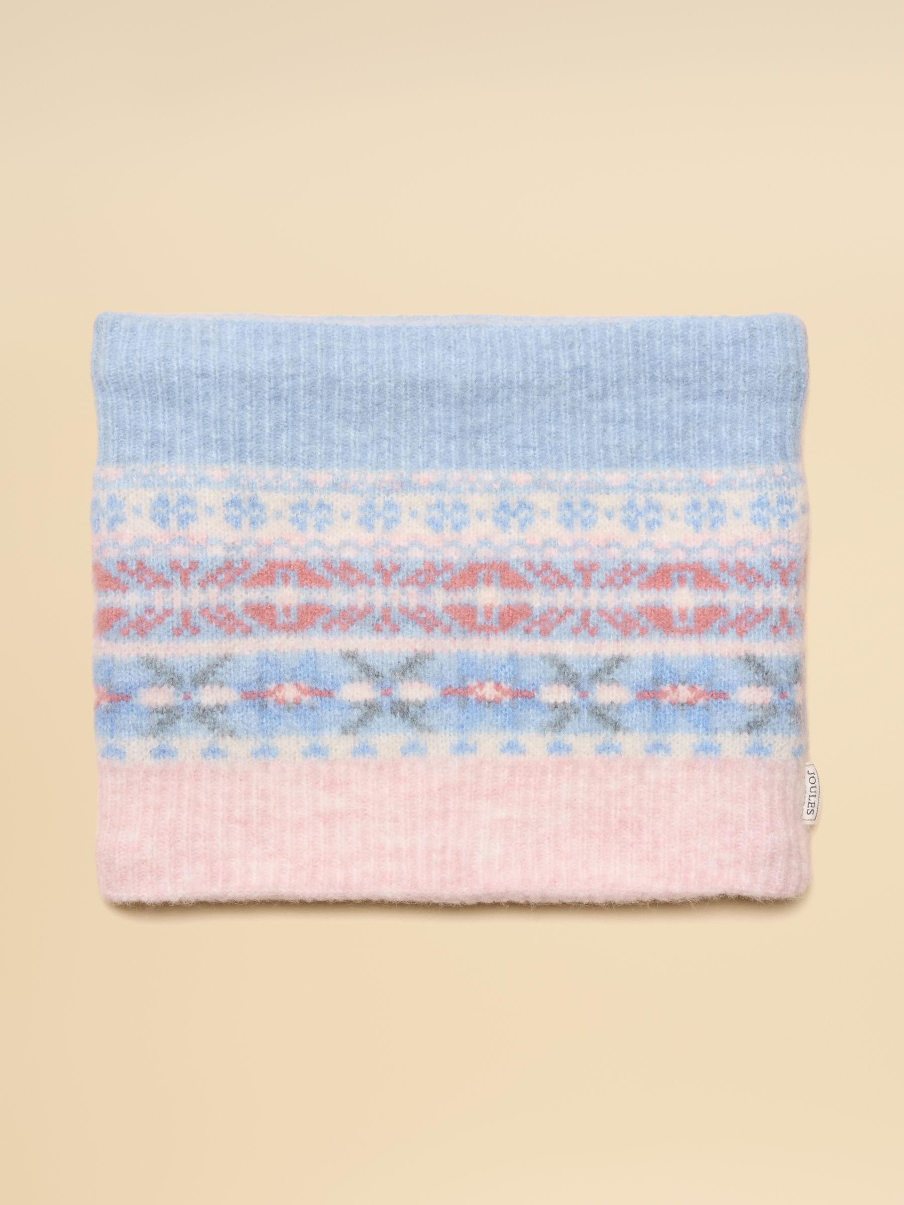 Riley Blue Pink Cosy Lined Fairisle Snood - Image 2 of 3 Riley Blue Pink Cosy Lined Fairisle Snood - Image 2 of 3