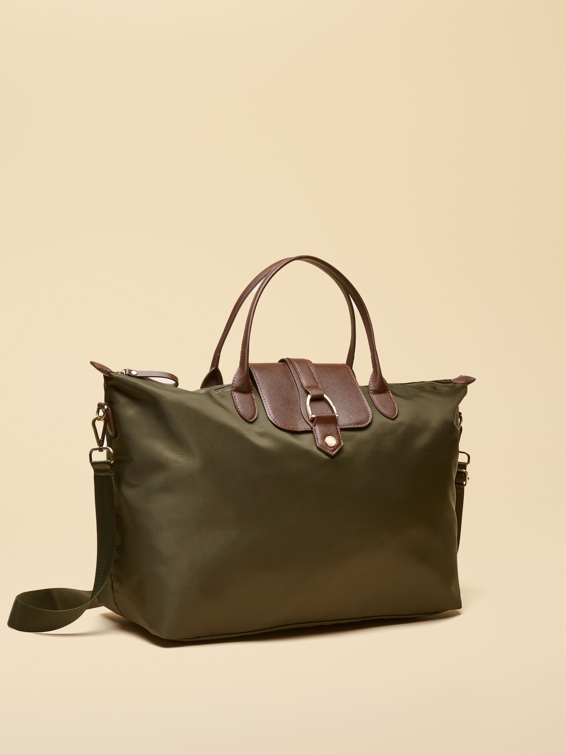 Edie Khaki Green Weekend Bag with Shoulder Strap - Image 7 of 10