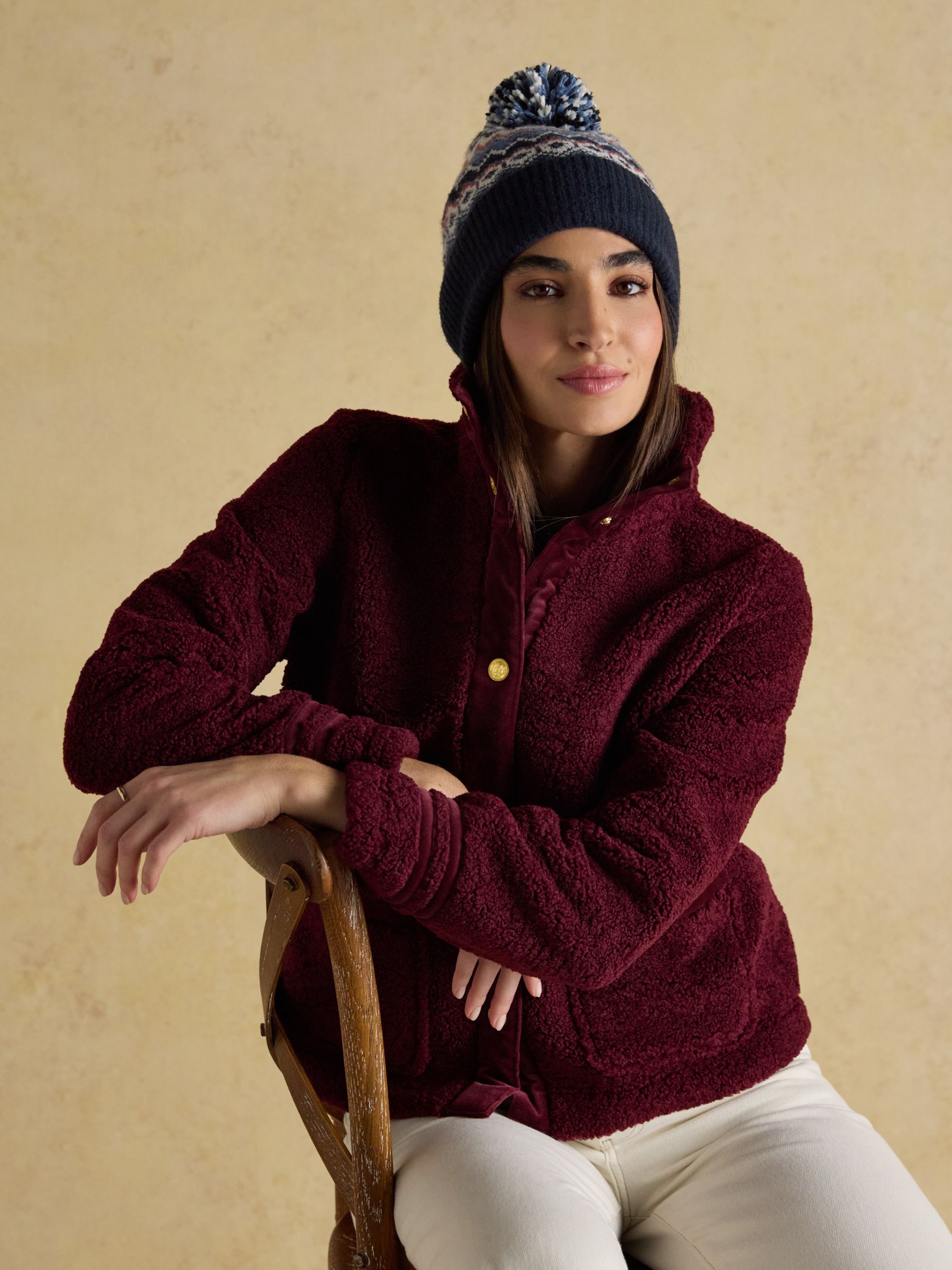 Kara Navy Fair Isle Bobble Beanie Hat - Image 3 of 7