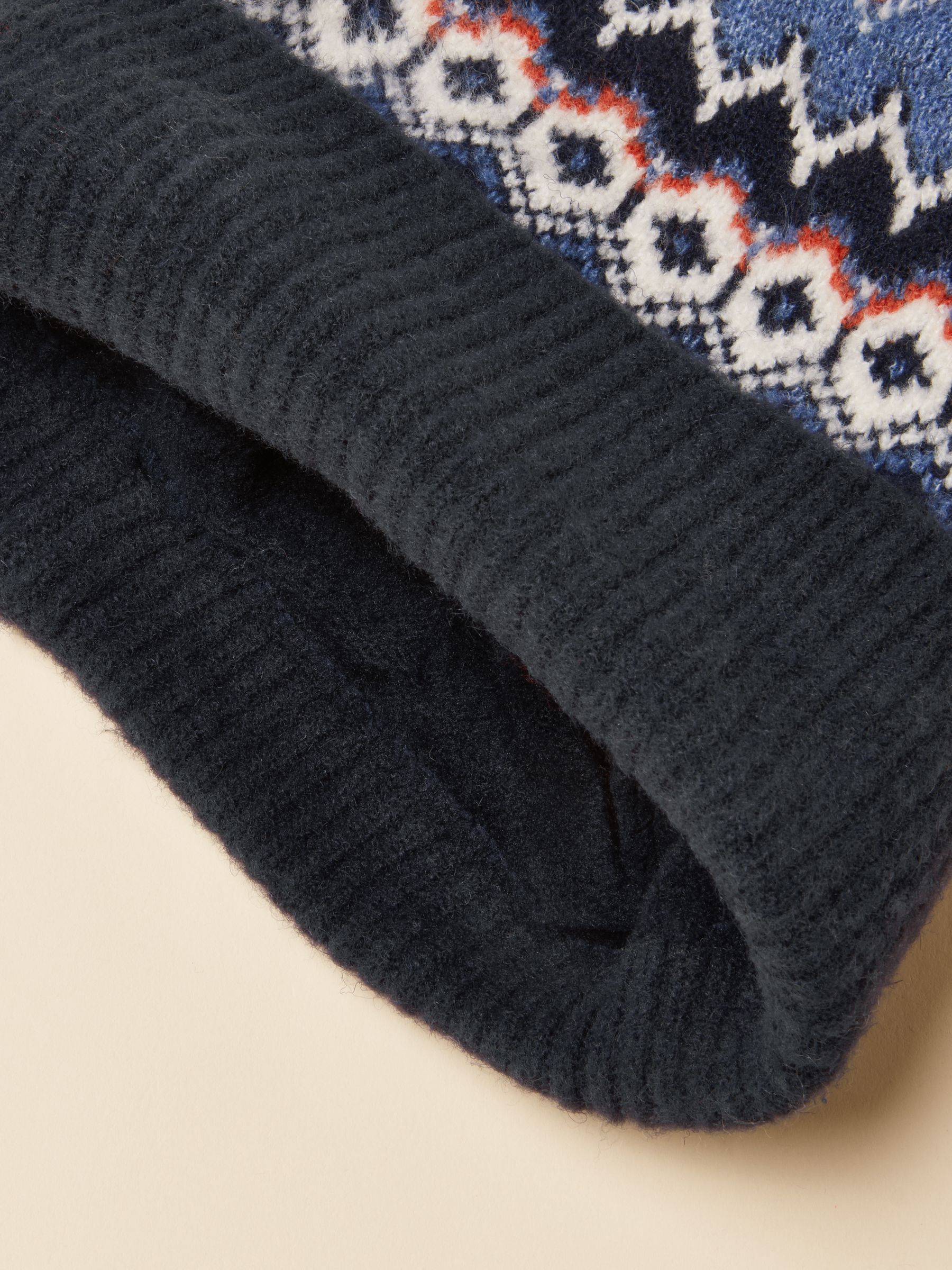 Kara Navy Fair Isle Bobble Beanie Hat - Image 7 of 7