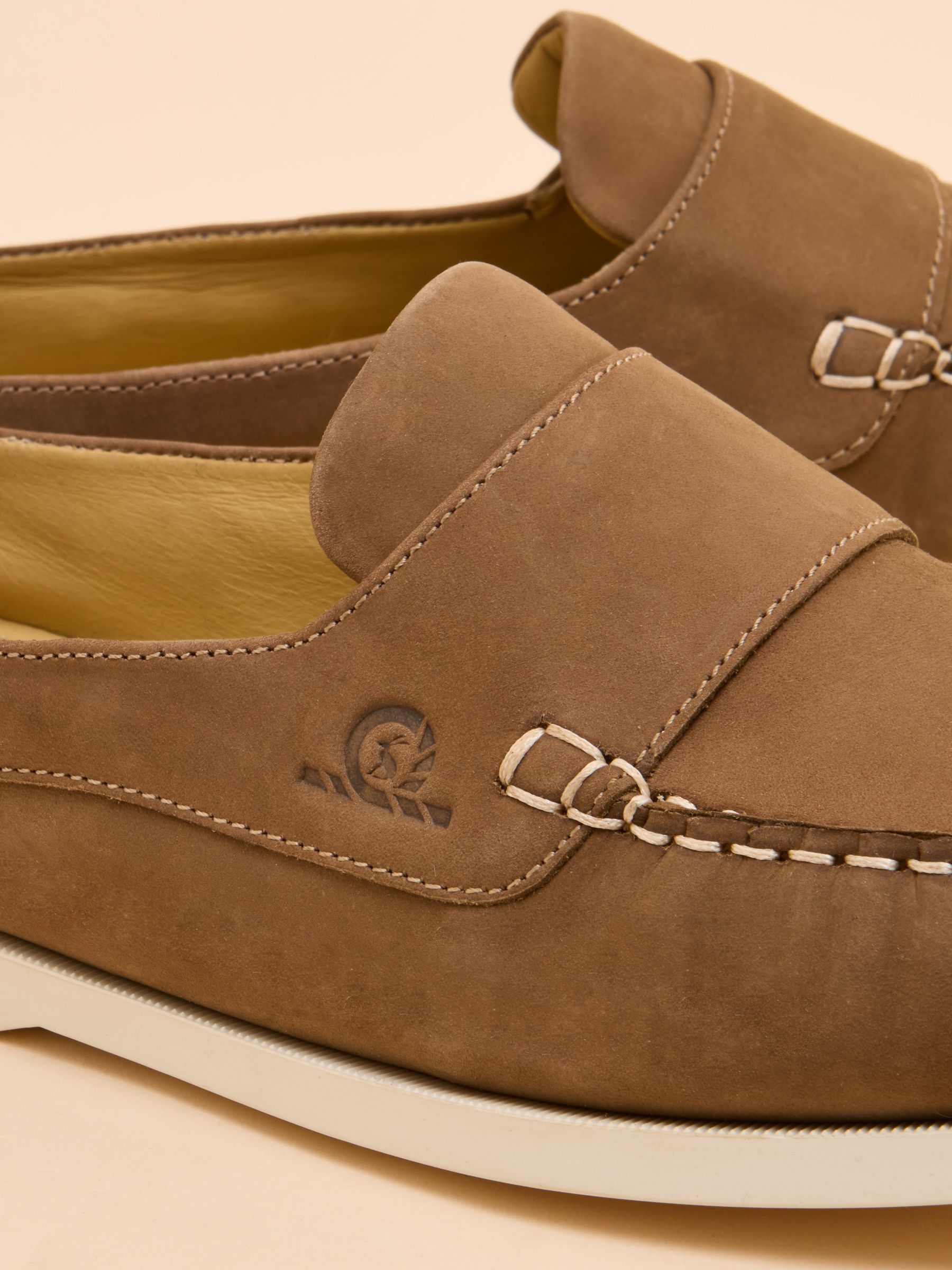 Buoy Taupe Brown Nubuck Leather Deck Shoes - Image 4 of 6