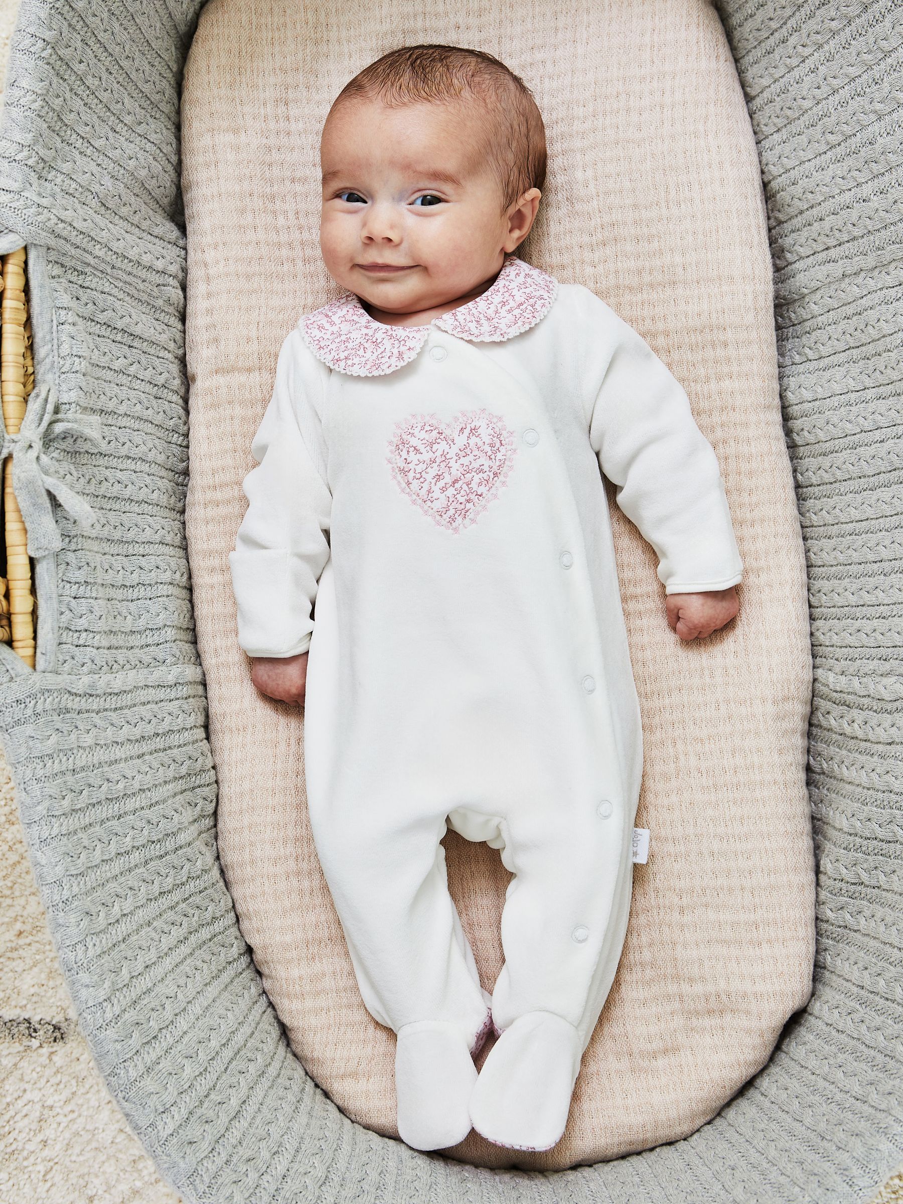 White Personalised Velour Appliqué Collar Sleepsuit - Image 1 of 6