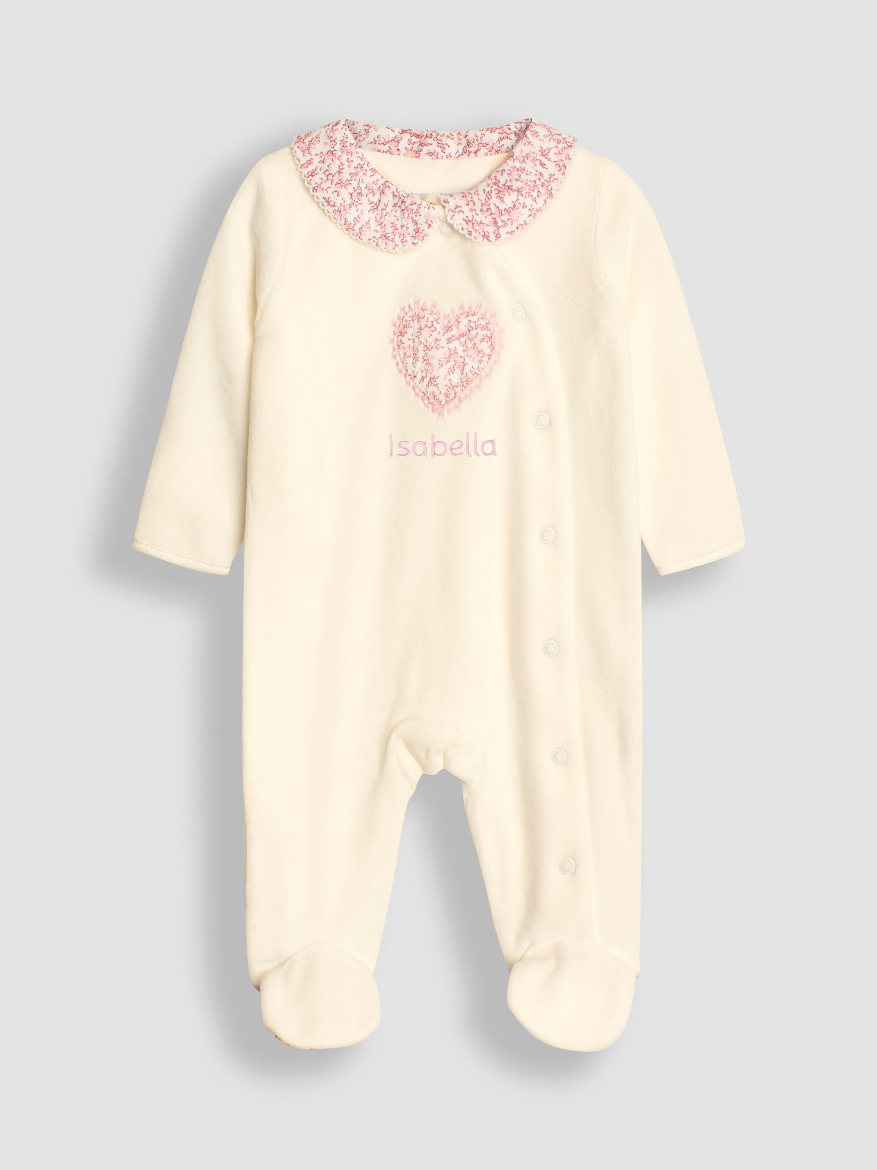 White Personalised Velour Appliqué Collar Sleepsuit - Image 4 of 6