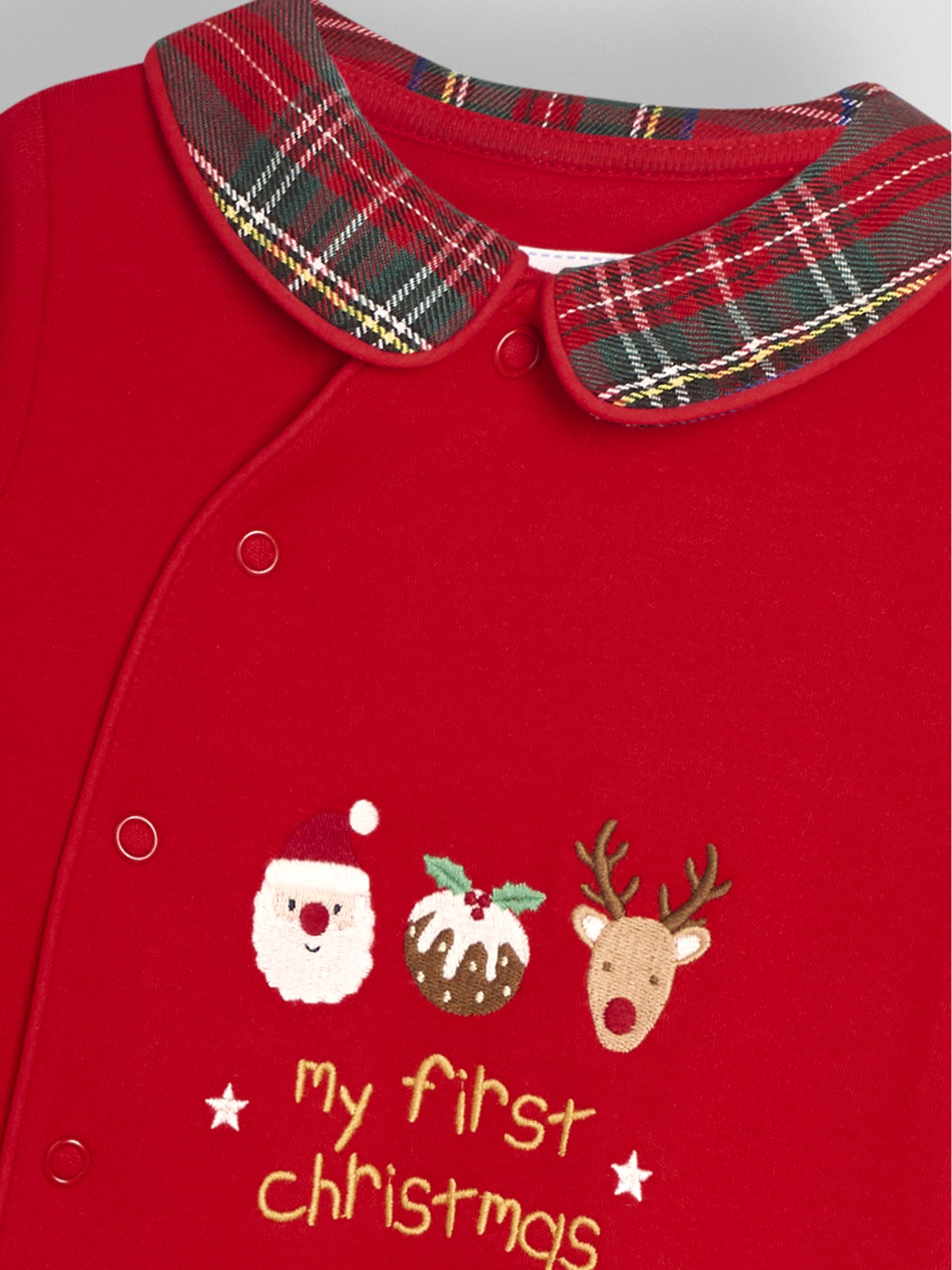 Red Tartan Personalised My First Christmas 100% Cotton Sleepsuit - Image 5 of 5