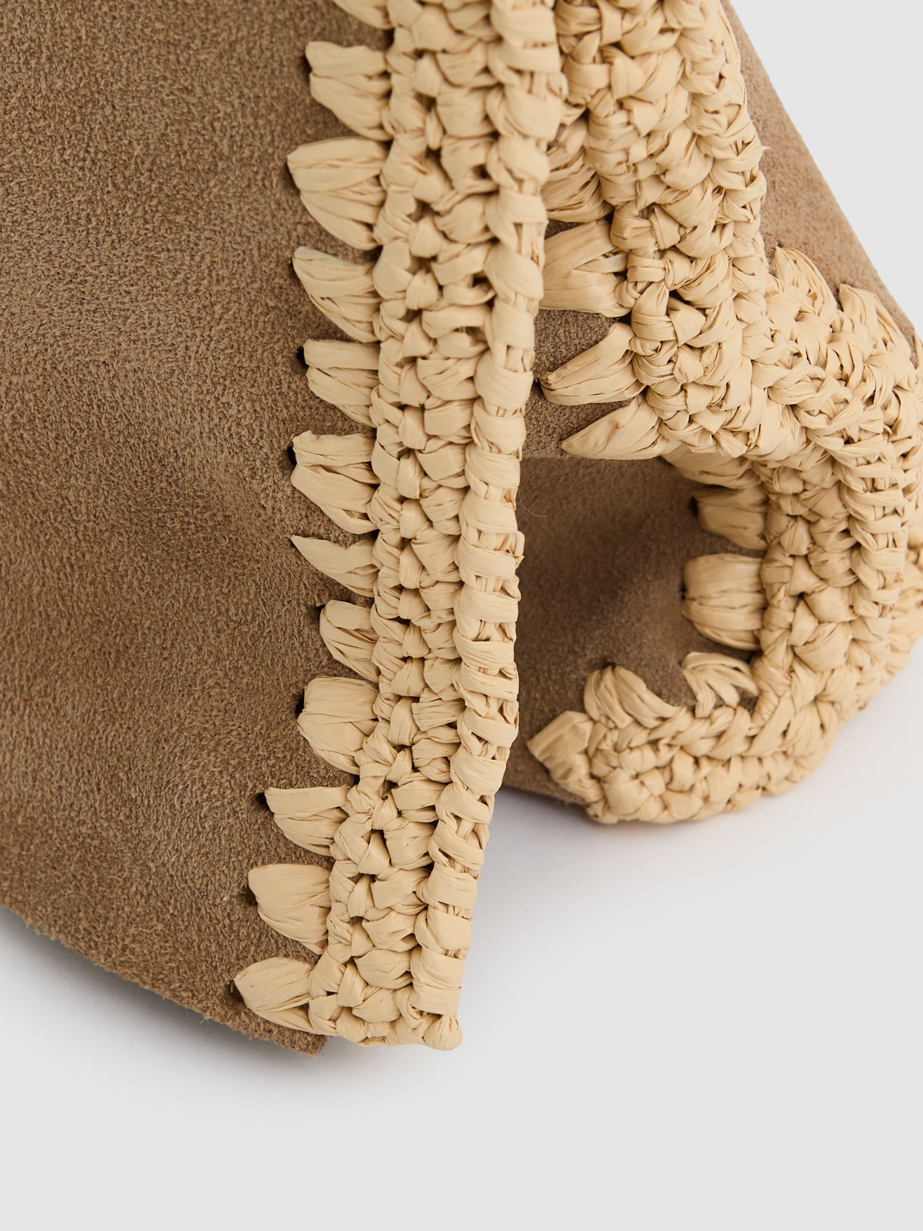 Suede Woven-Trim Clutch Bag in Tan - Image 5 of 5