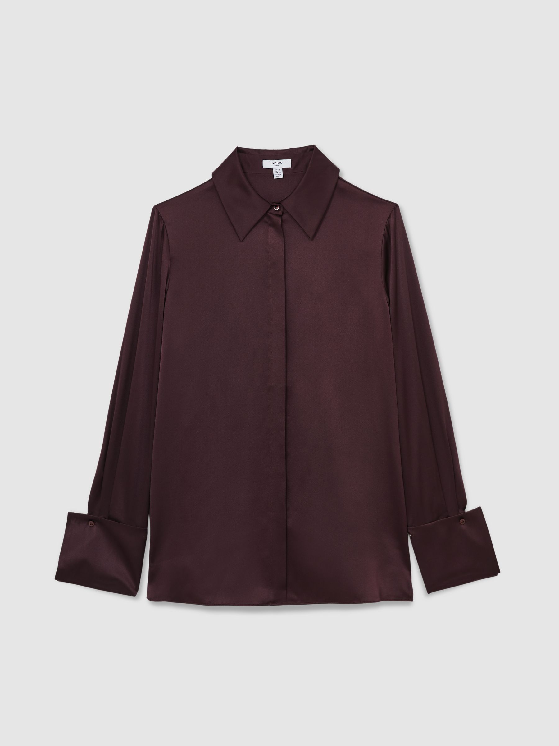 Silk Double-Cuff Button-Through Shirt in Red - Image 2 of 7