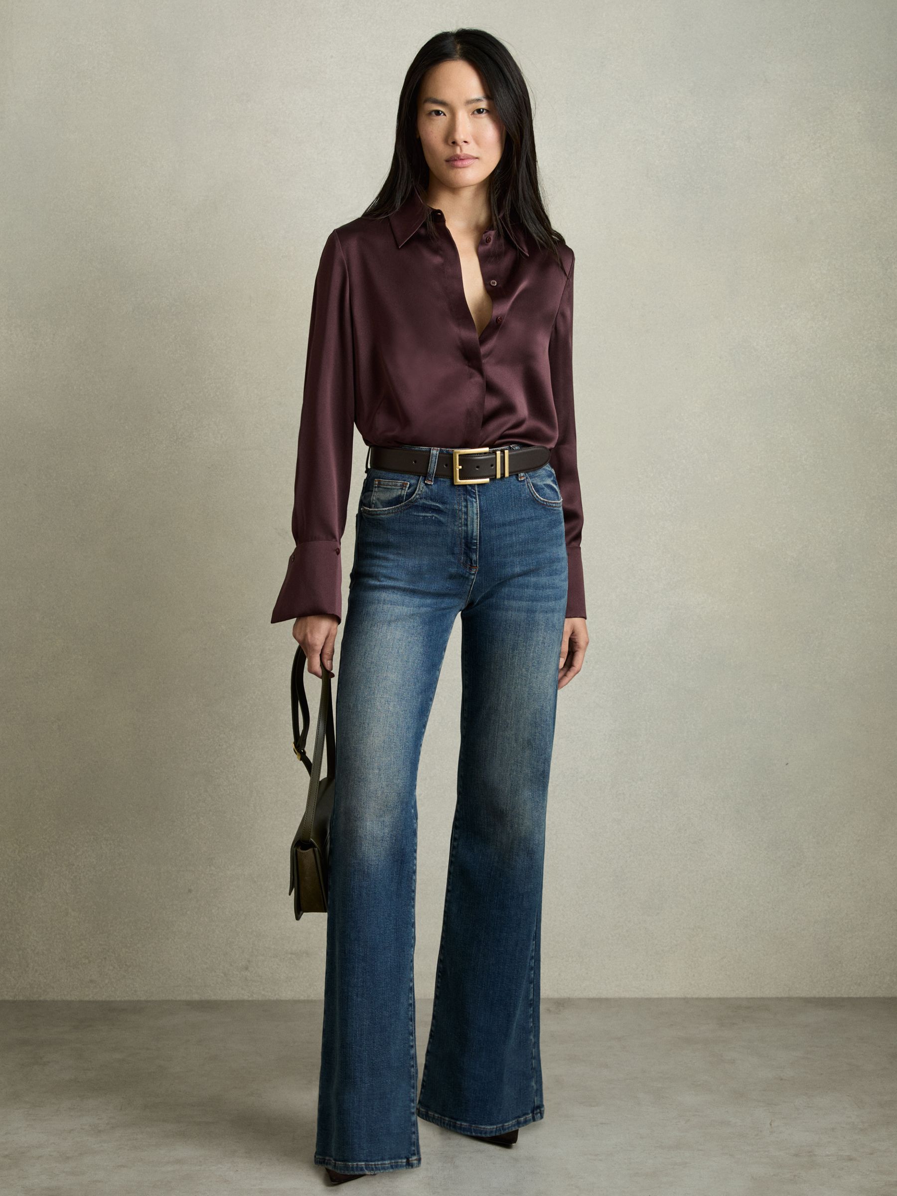Silk Double-Cuff Button-Through Shirt in Red - Image 3 of 7