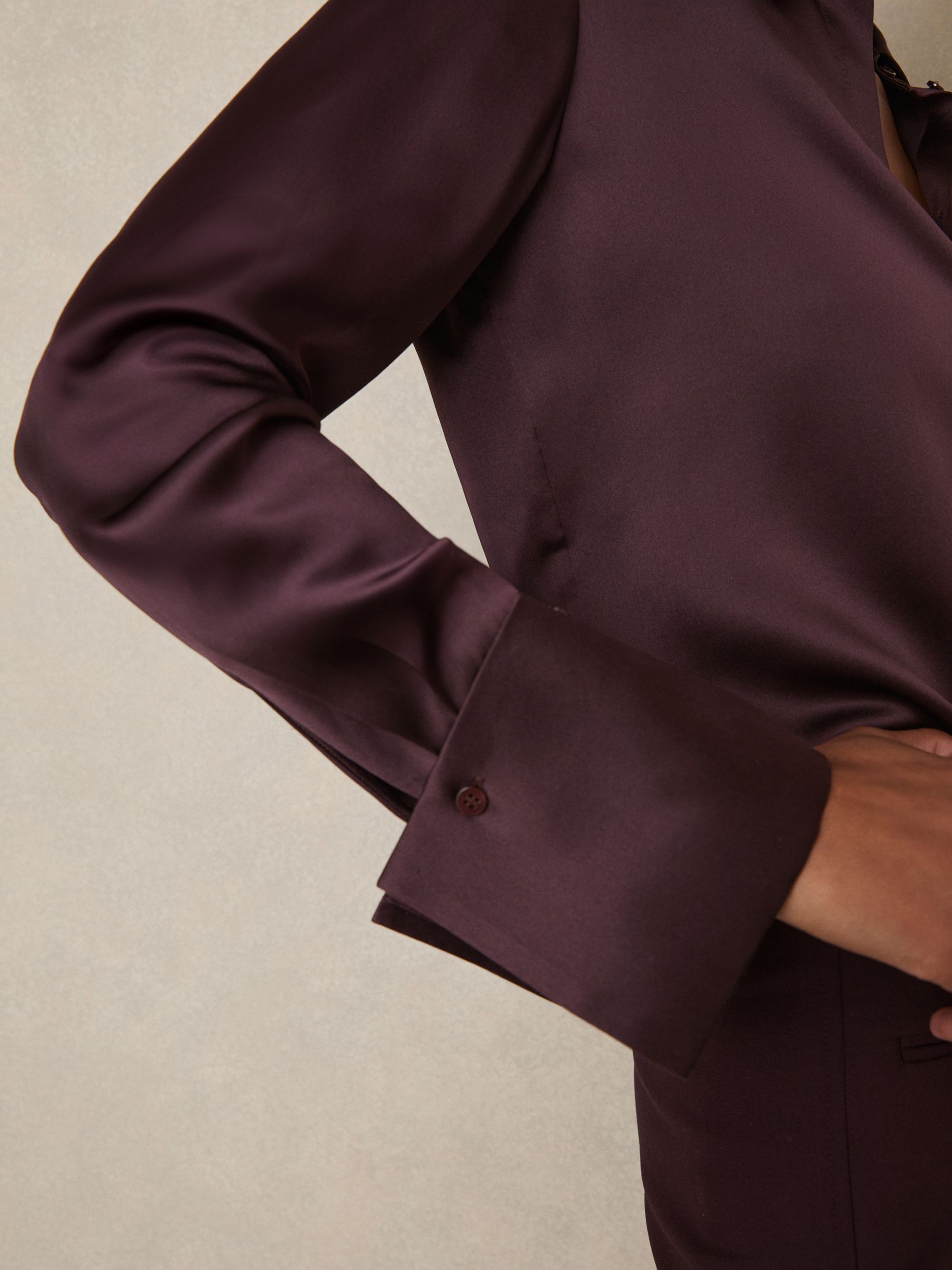 Silk Double-Cuff Button-Through Shirt in Red - image 3