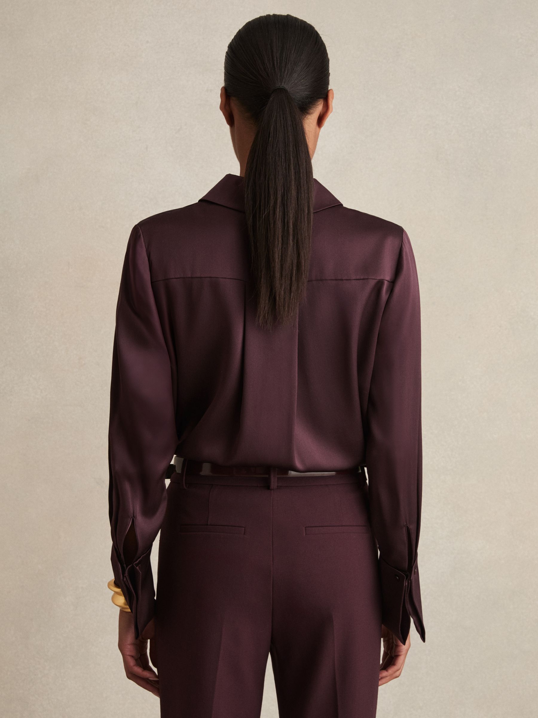 Silk Double-Cuff Button-Through Shirt in Red - image 4