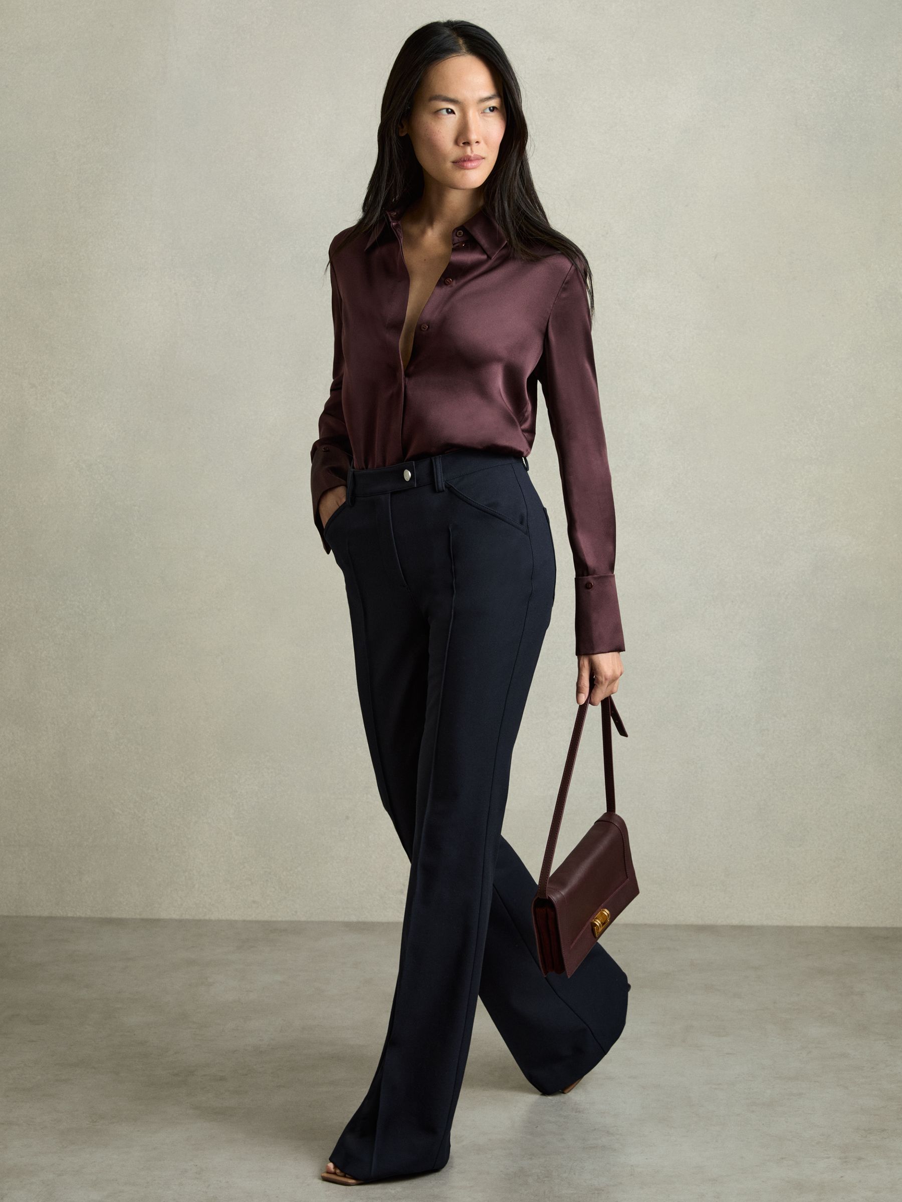 Silk Double-Cuff Button-Through Shirt in Red - Image 6 of 7