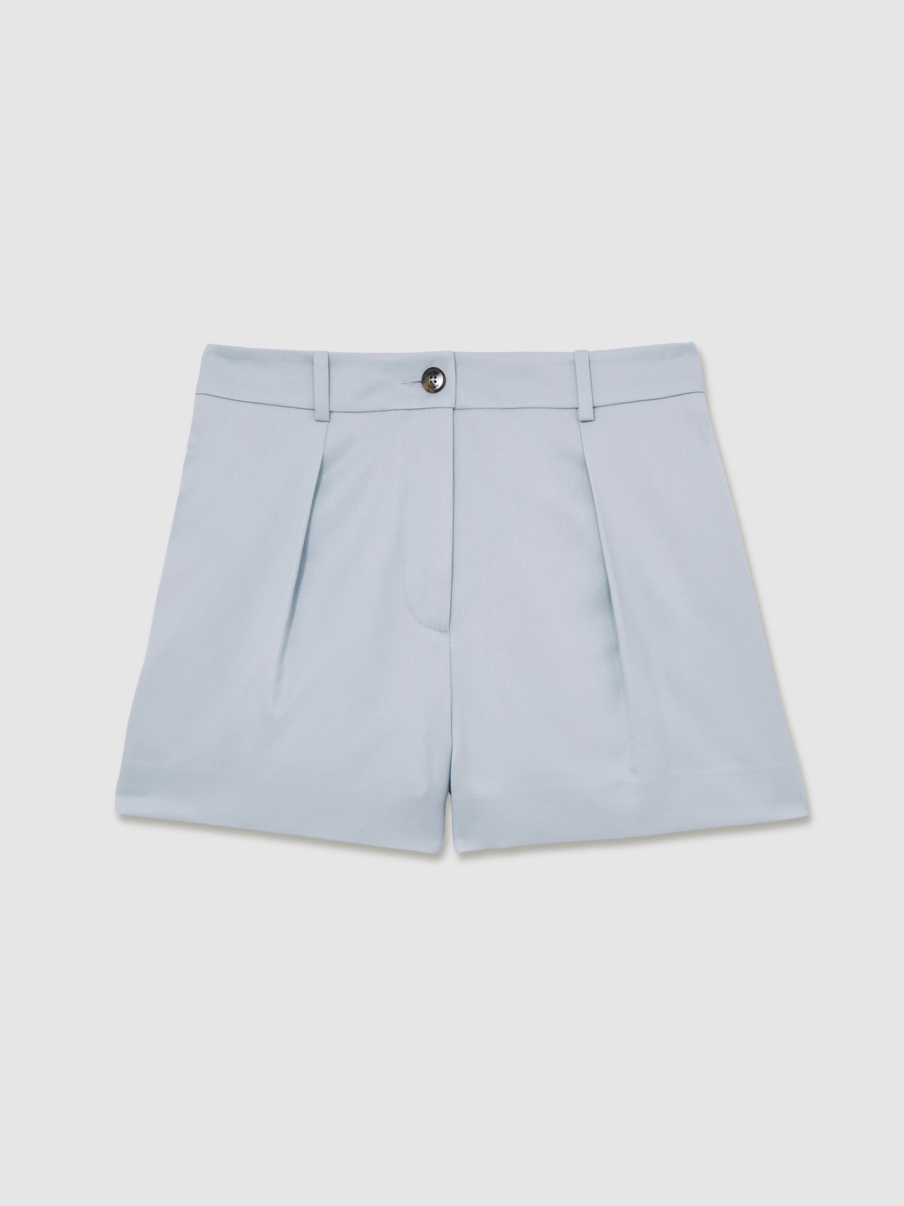 Single-Pleat Tailored Shorts in Blue - Image 2 of 6
