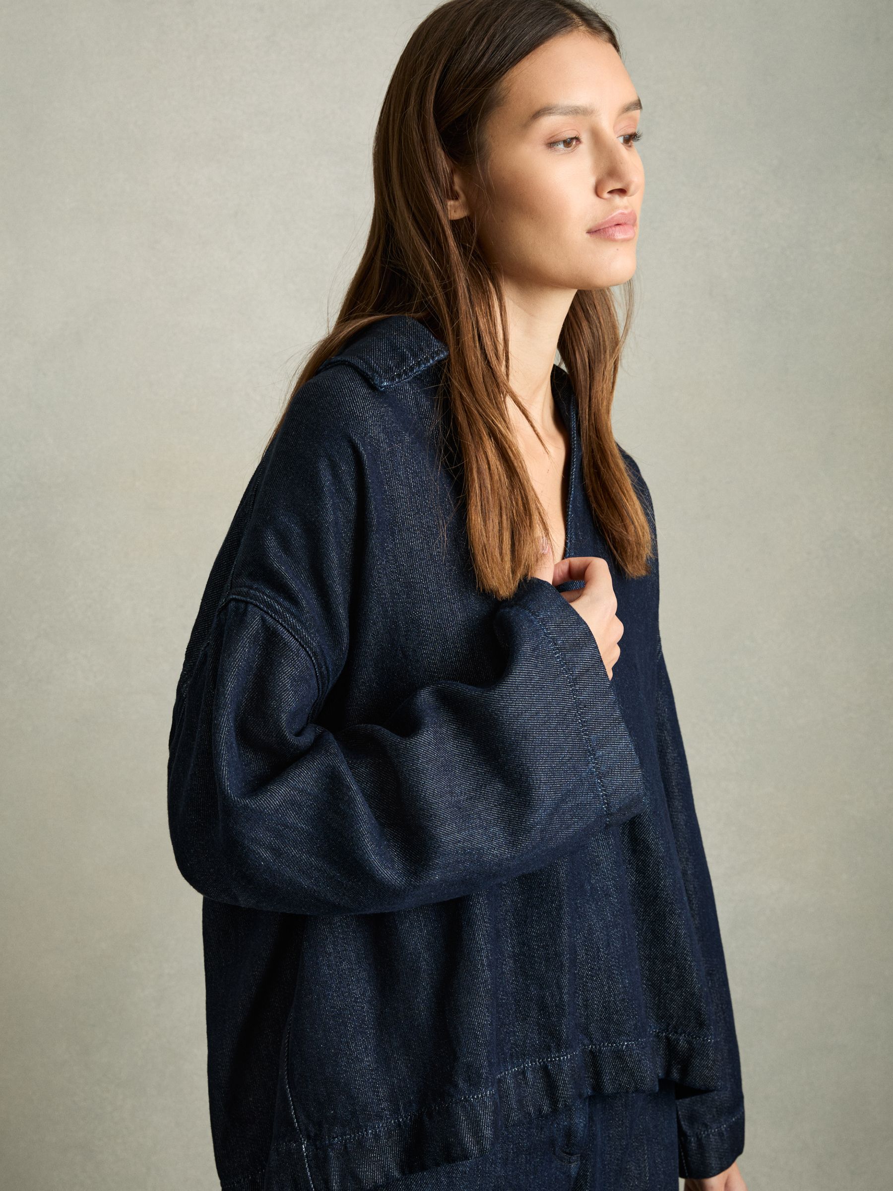 Denim Look Overshirt in Dark Blue - image 3