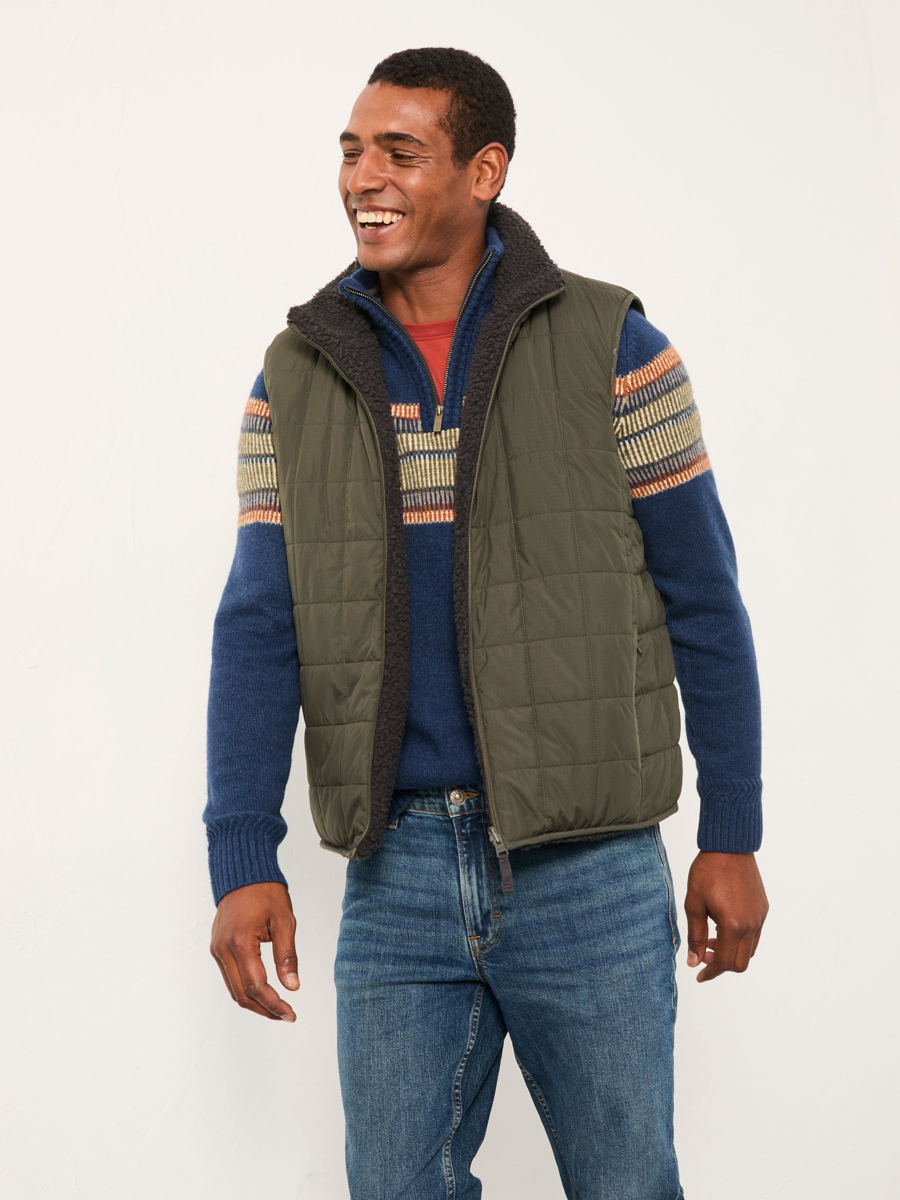 Tromso Khaki Green 2 in 1 Reversible Gilet - Image 2 of 9