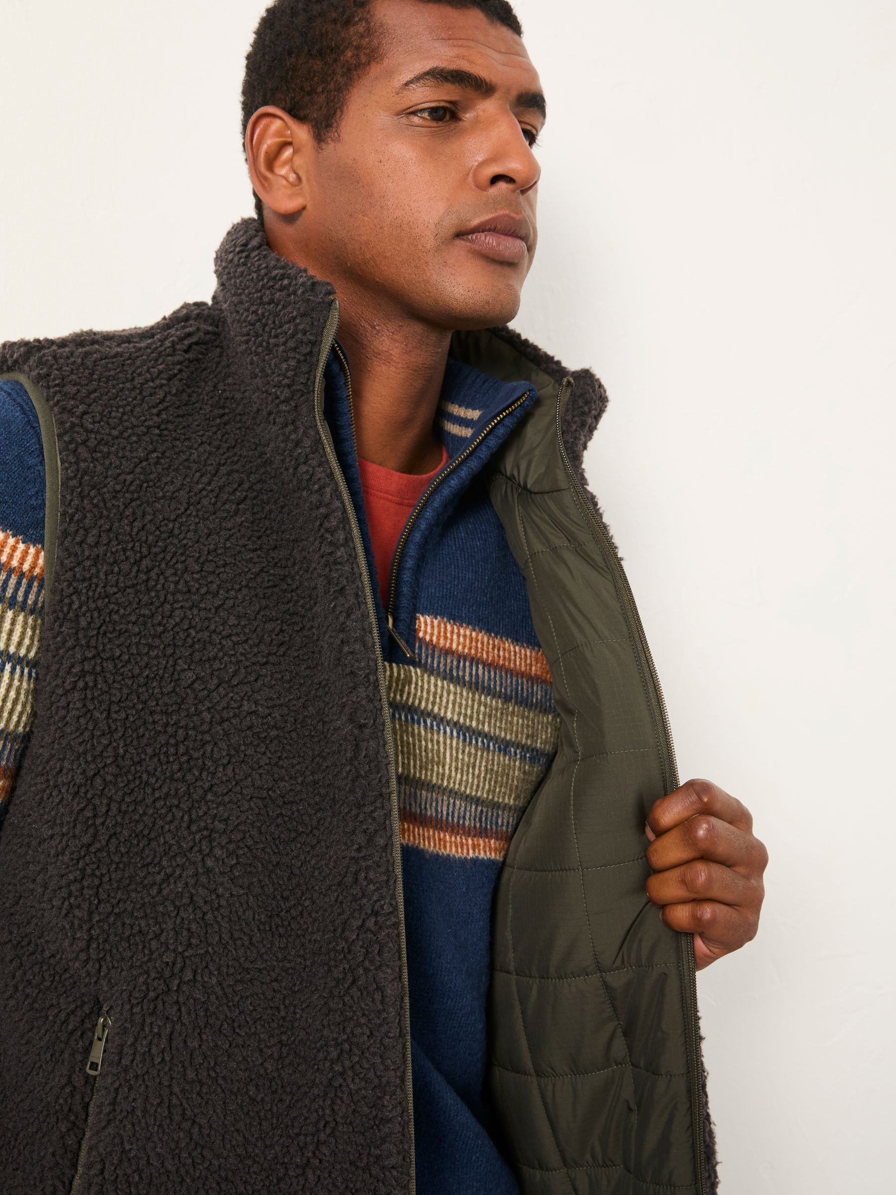 Tromso Khaki Green 2 in 1 Reversible Gilet | FatFace USA