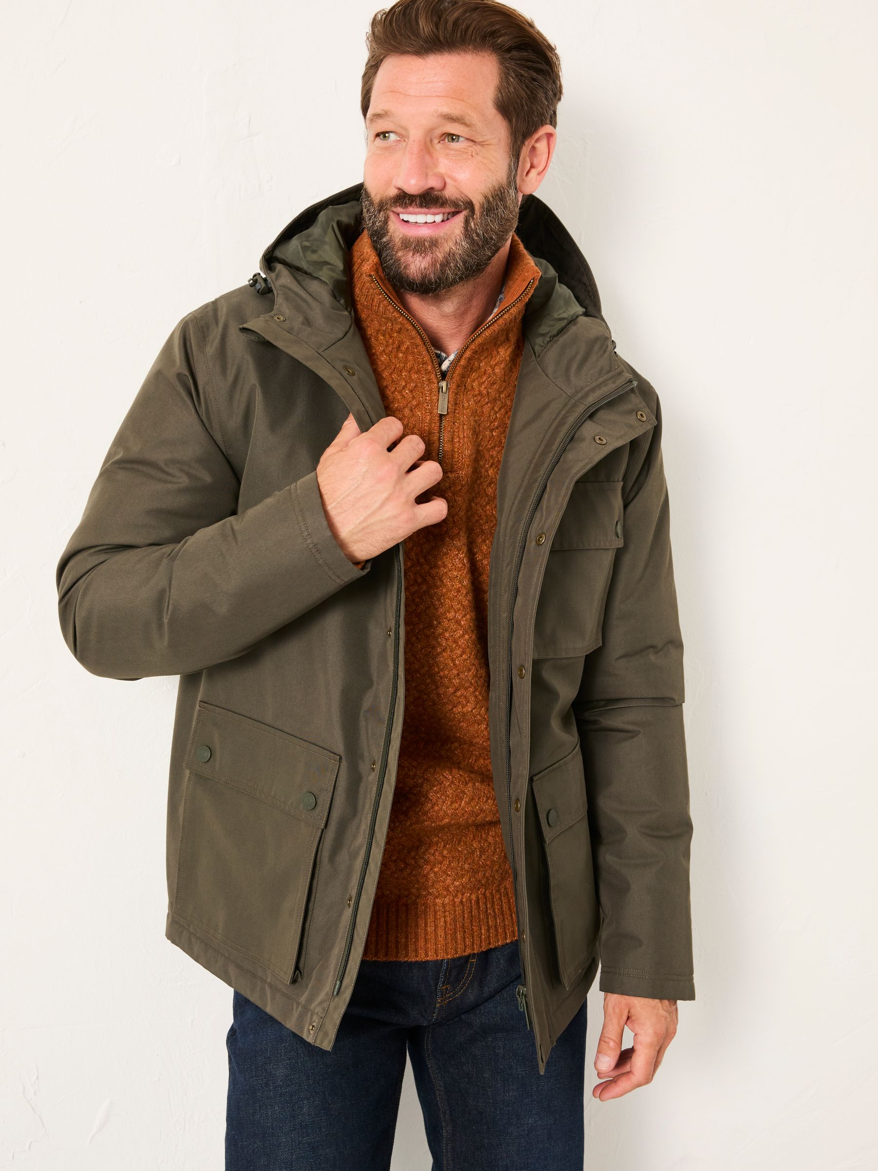Saltby Khaki Green Waterproof Hooded Parka | FatFace USA
