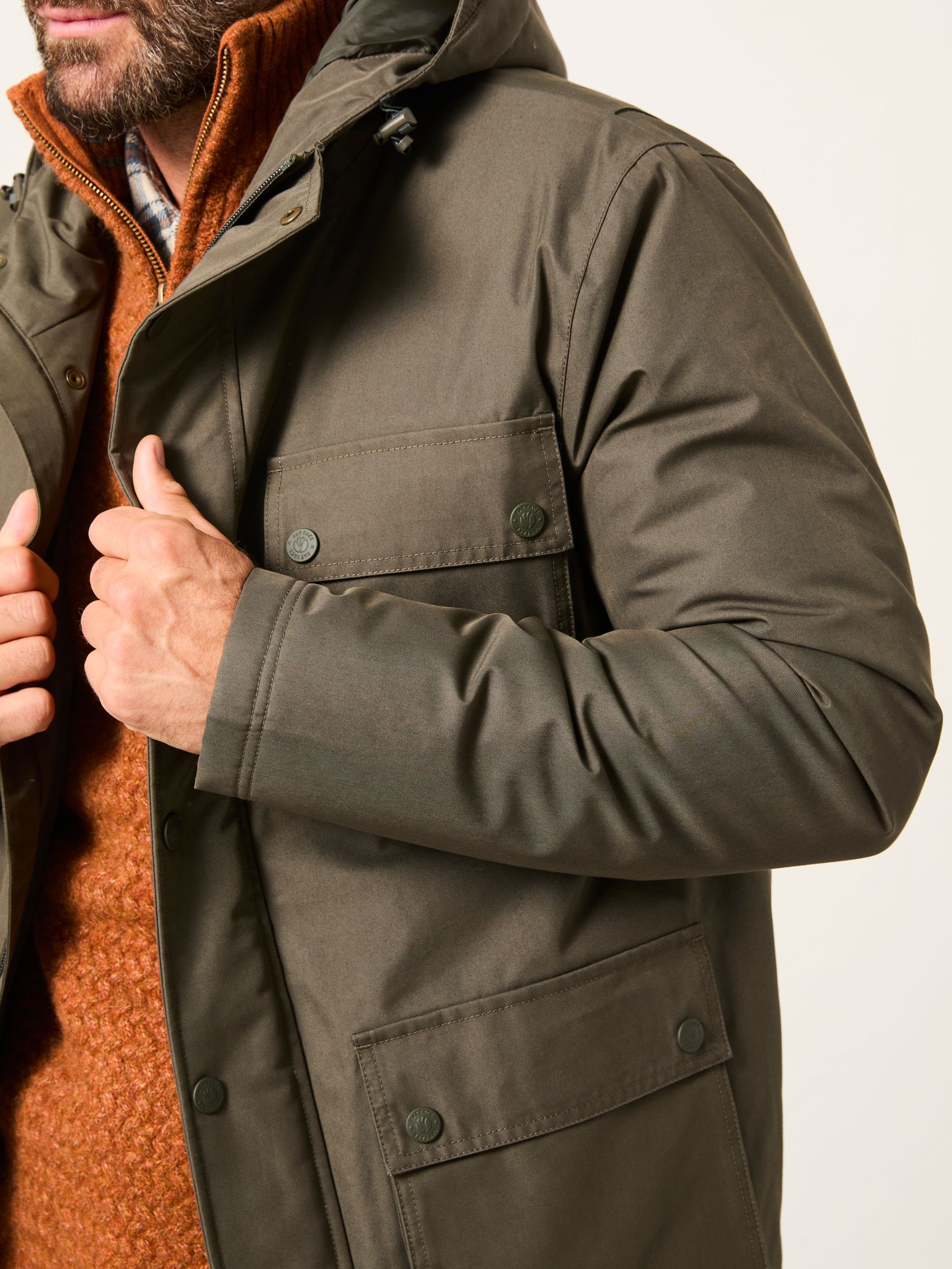 Saltby Khaki Green Waterproof Hooded Parka - Image 4 of 5